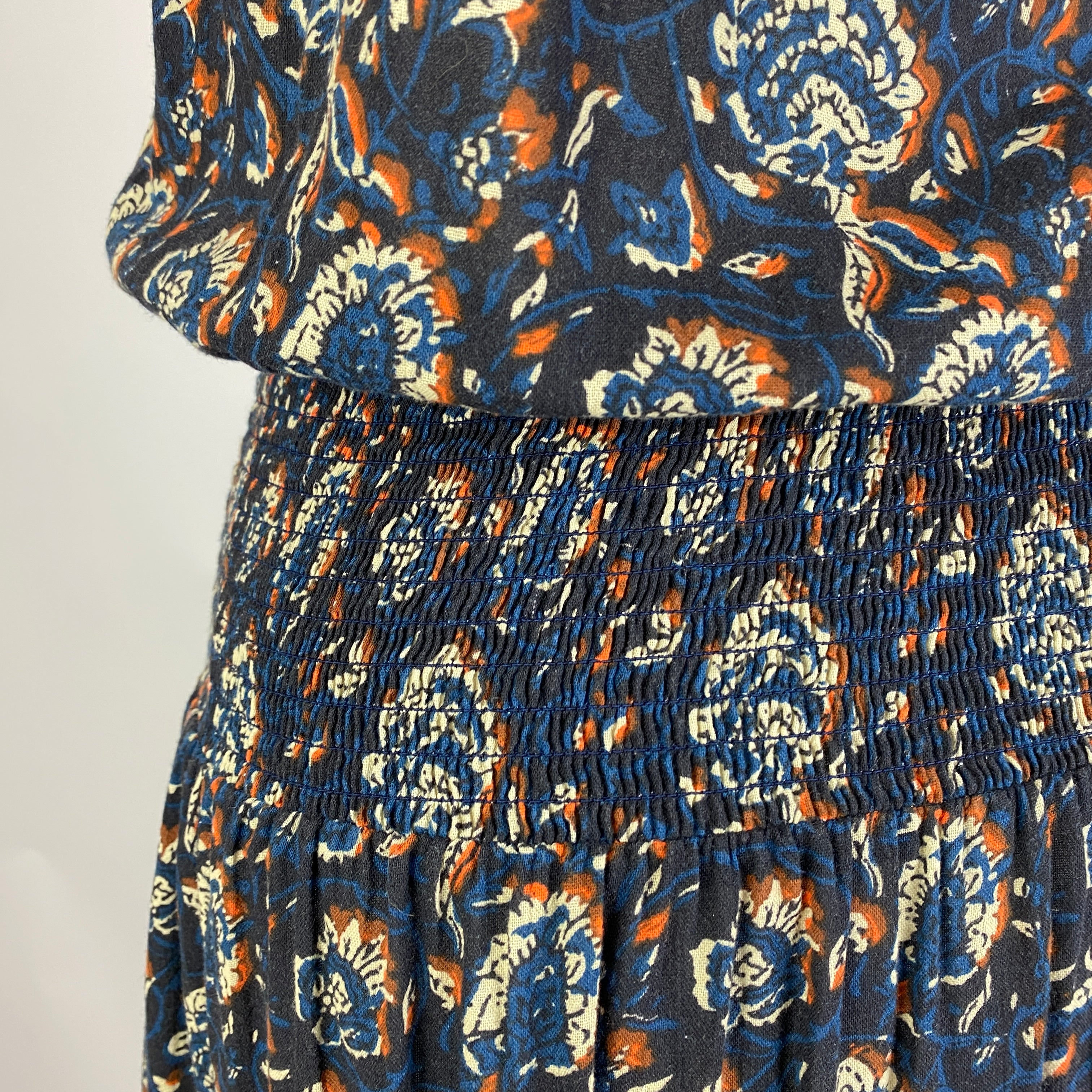 M.A.B.E. £135 Navy Indian Print Cotton Mini Dress M