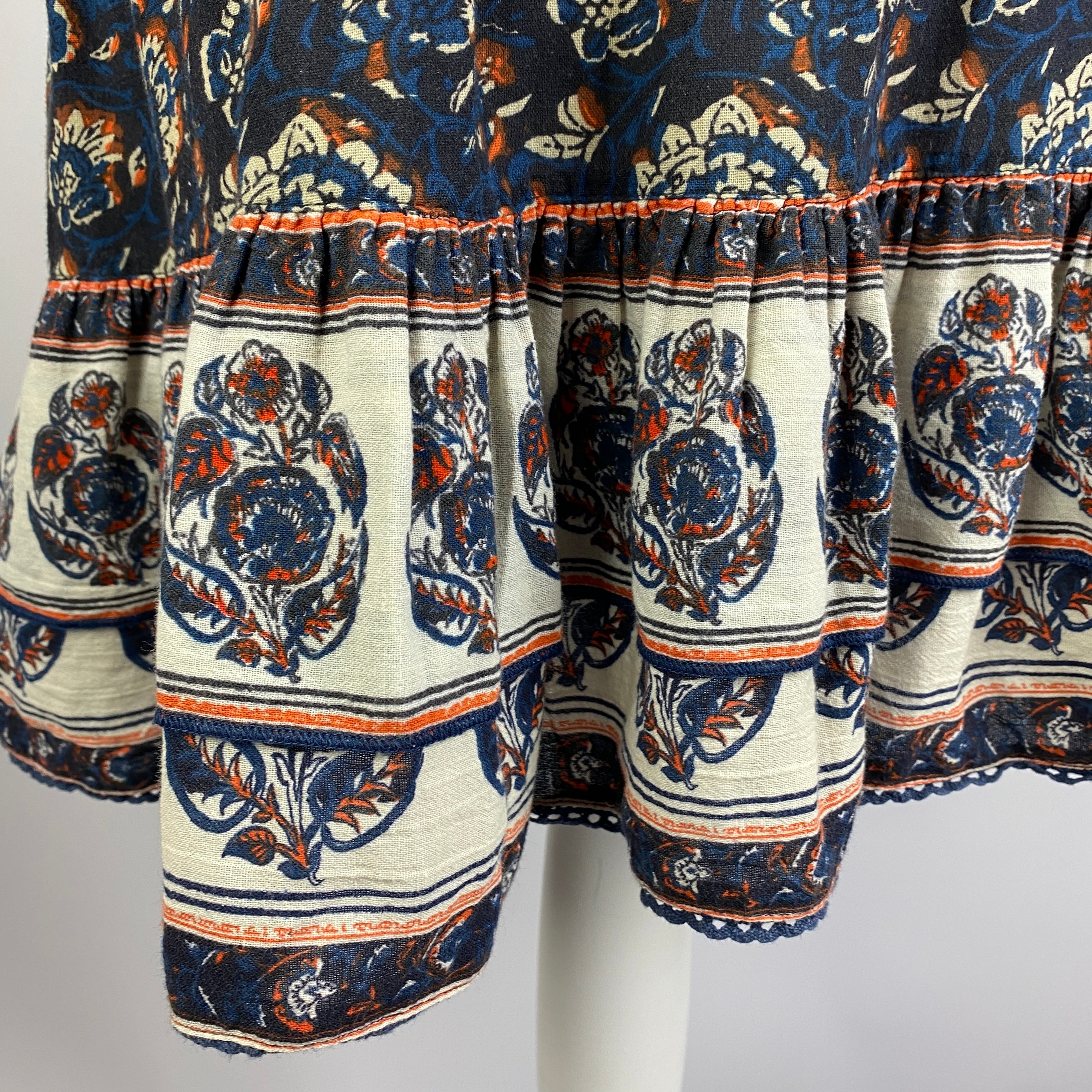 M.A.B.E. £135 Navy Indian Print Cotton Mini Dress M