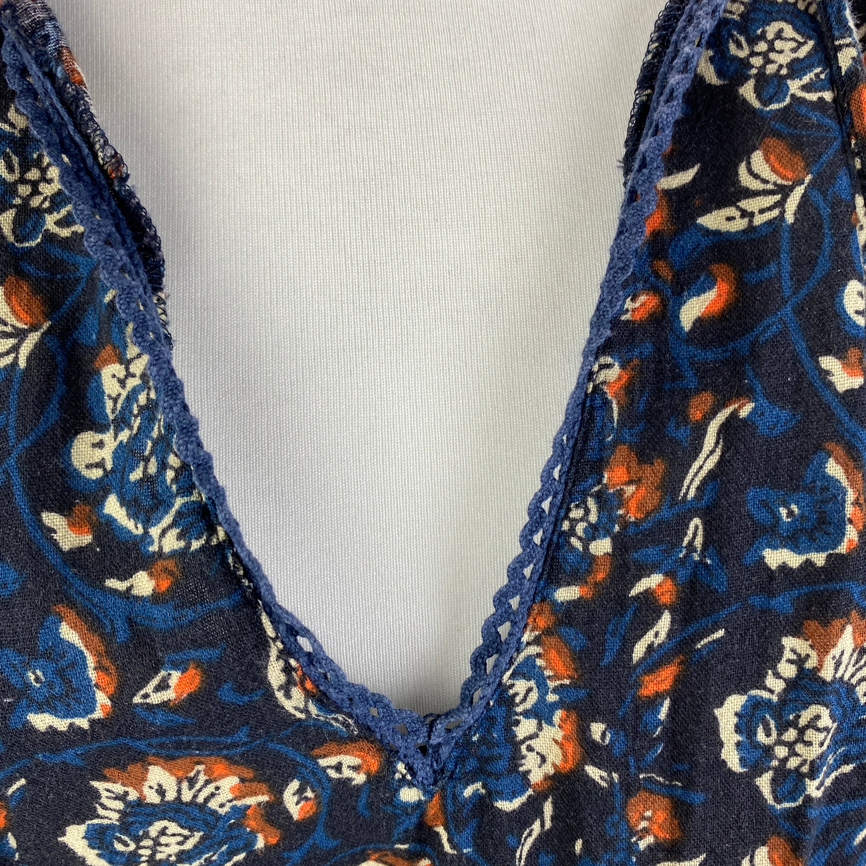 M.A.B.E. £135 Navy Indian Print Cotton Mini Dress M