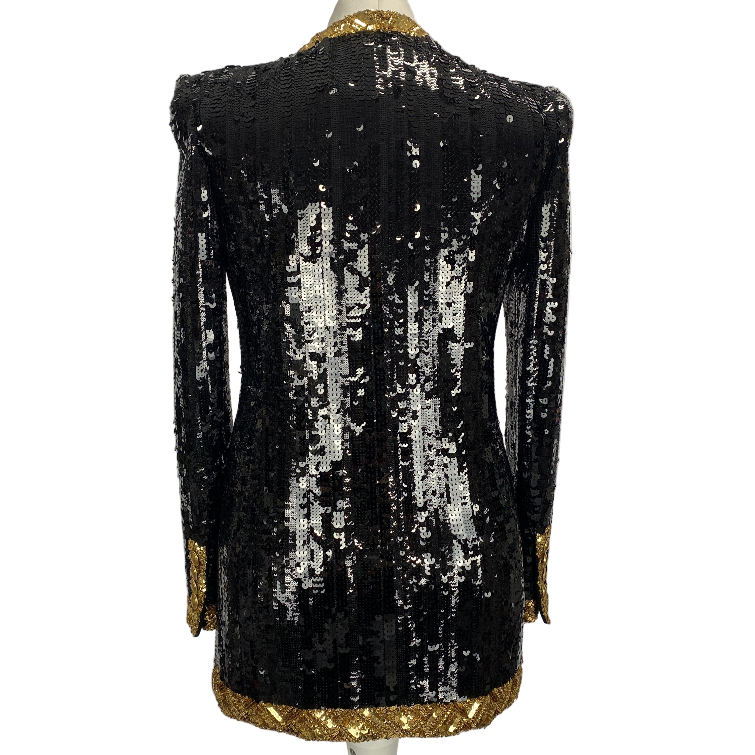 Saint Laurent New Black & Gold Sequin Jacket XS