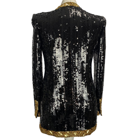 Saint Laurent New Black & Gold Sequin Jacket XS
