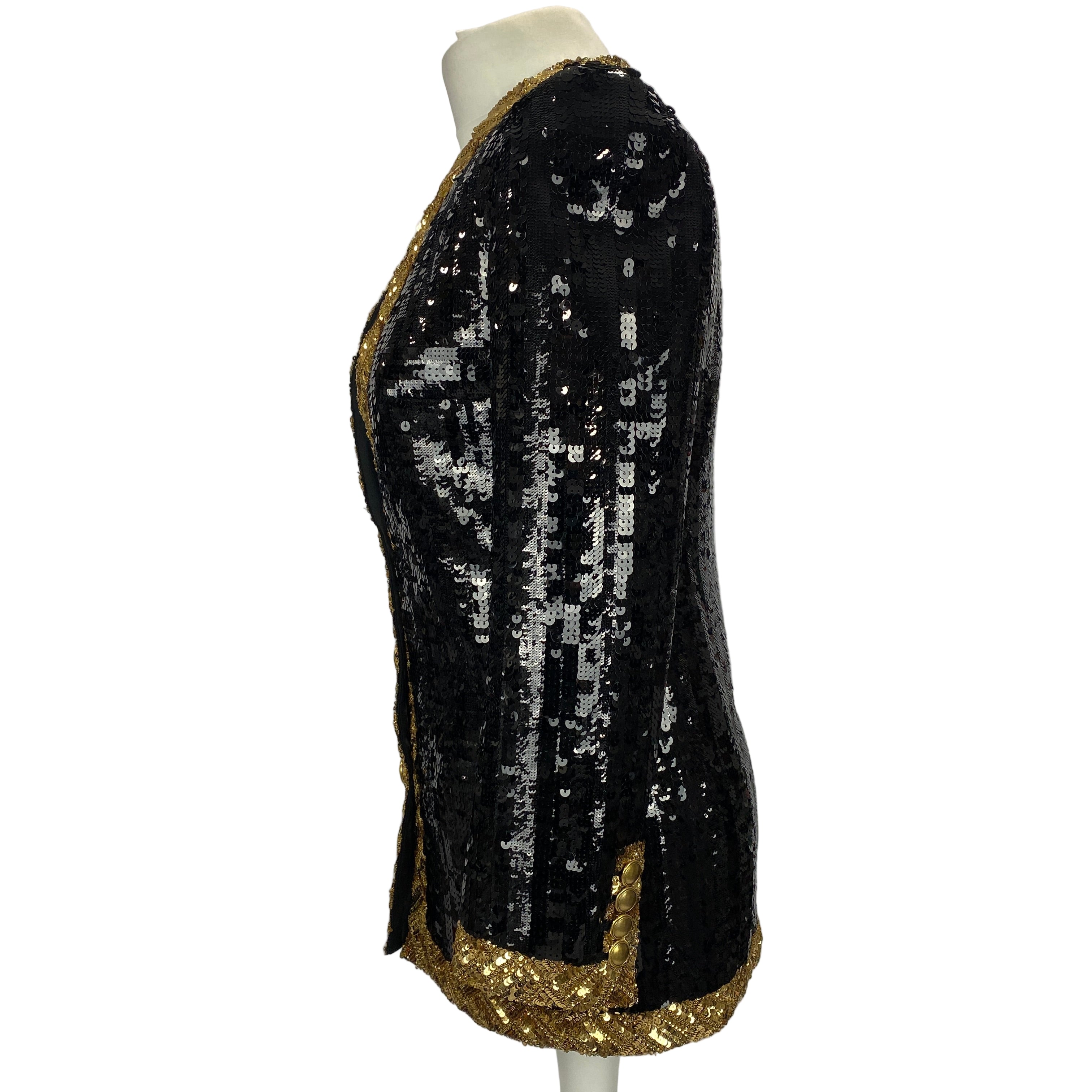 Saint Laurent New Black & Gold Sequin Jacket XS