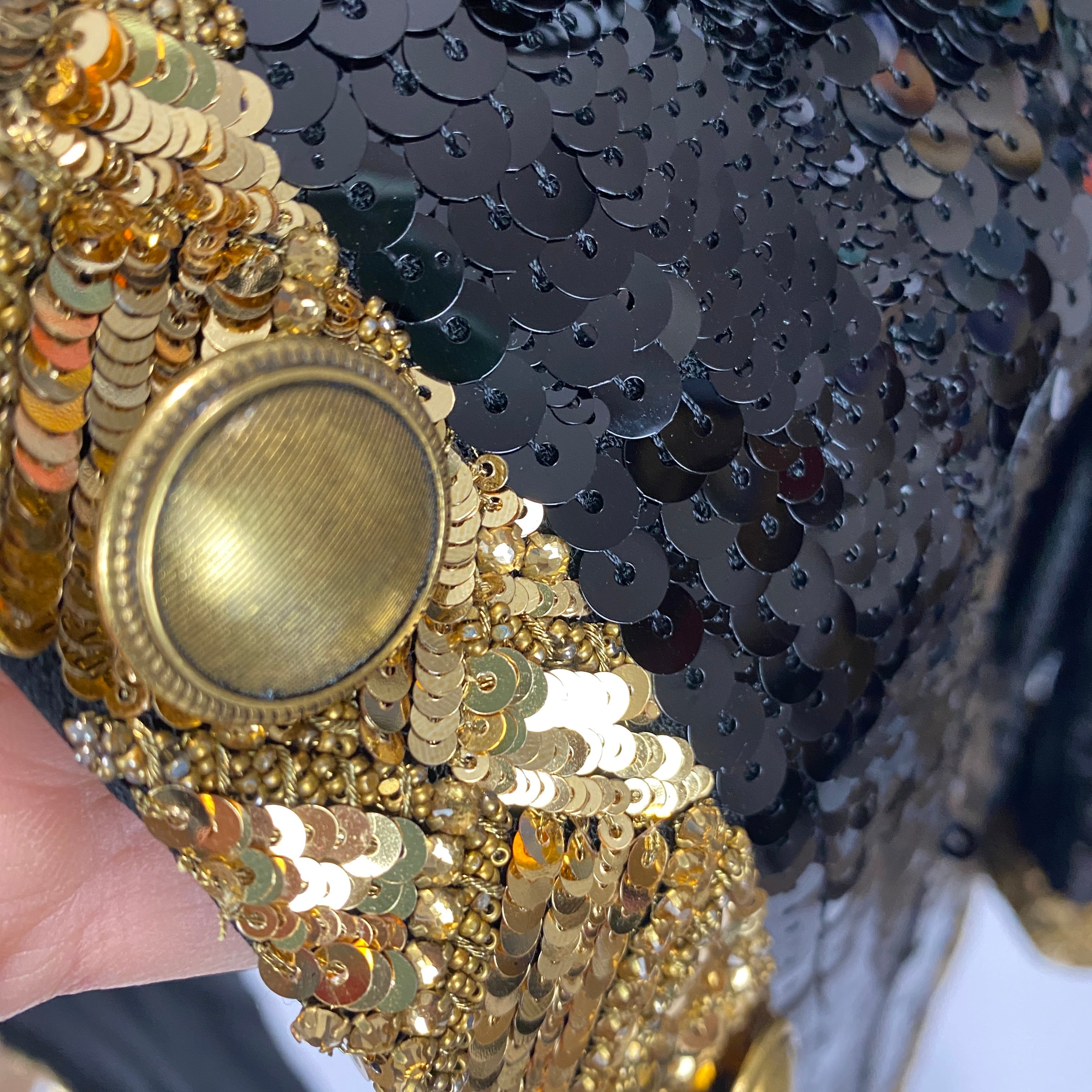 Saint Laurent New Black & Gold Sequin Jacket XS