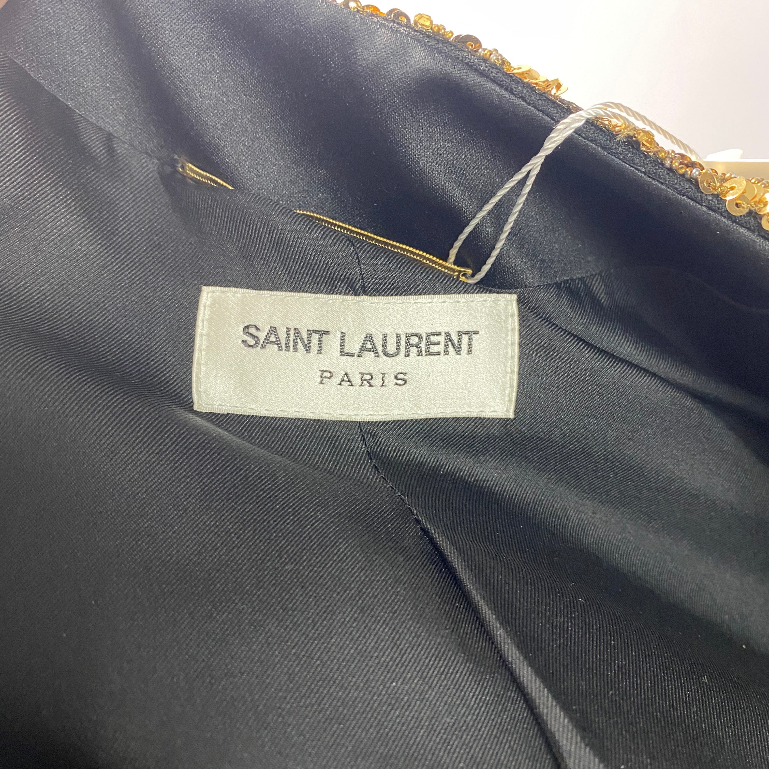 Saint Laurent New Black & Gold Sequin Jacket XS