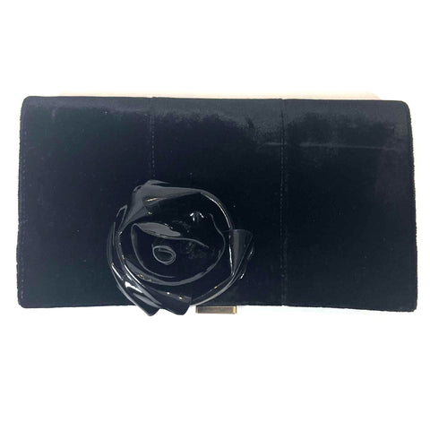 Roger Vivier Black Velvet Rosette Clutch Bag