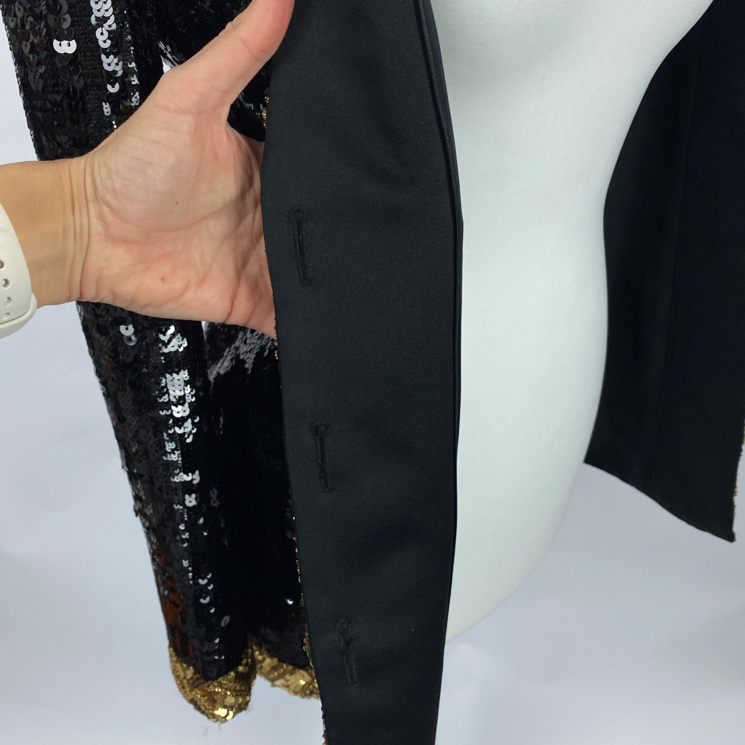 Saint Laurent New Black & Gold Sequin Jacket XS