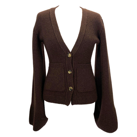 Khaite New £1950 Rosewood Thick Cashmere Scarlet Cardigan XS