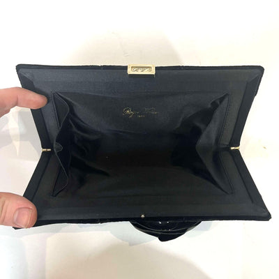 Roger Vivier Black Velvet Rosette Clutch Bag