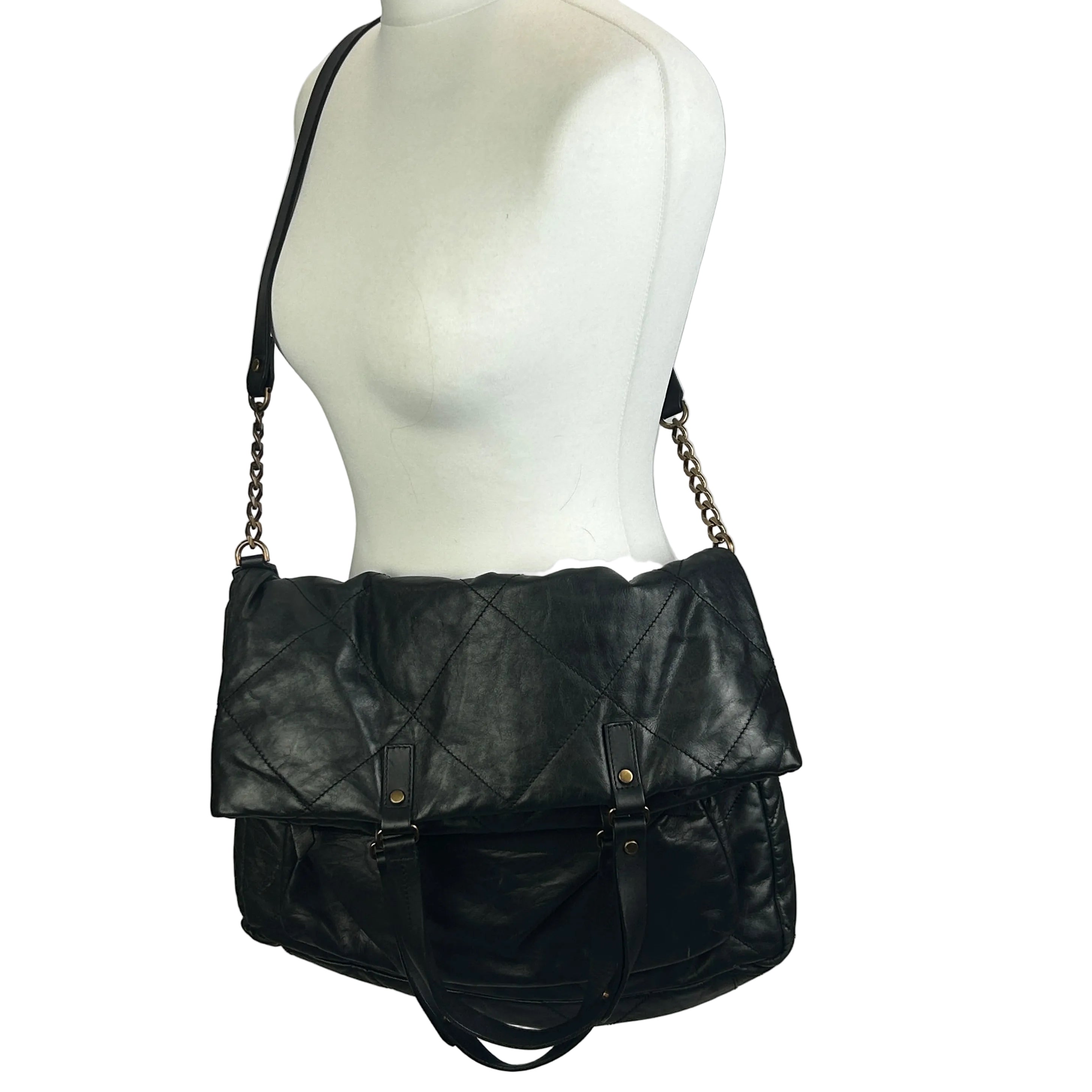 Lanvin Black Quilted Leather Dual Wear Tote/Crossbody Bag