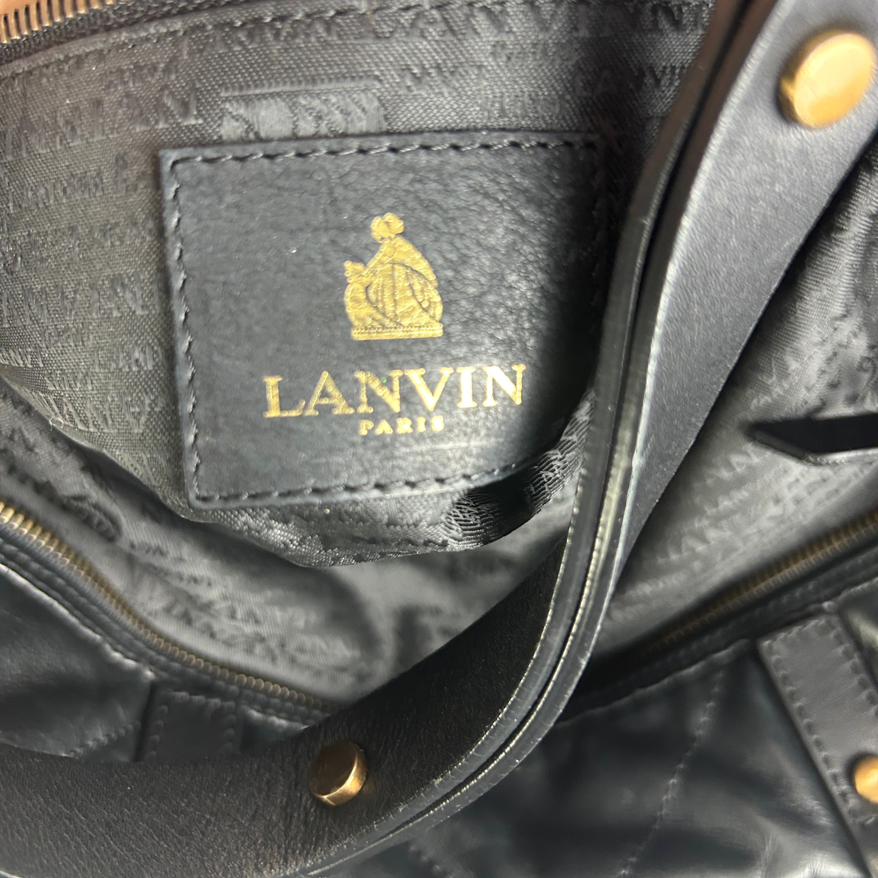 Lanvin Black Quilted Leather Dual Wear Tote/Crossbody Bag