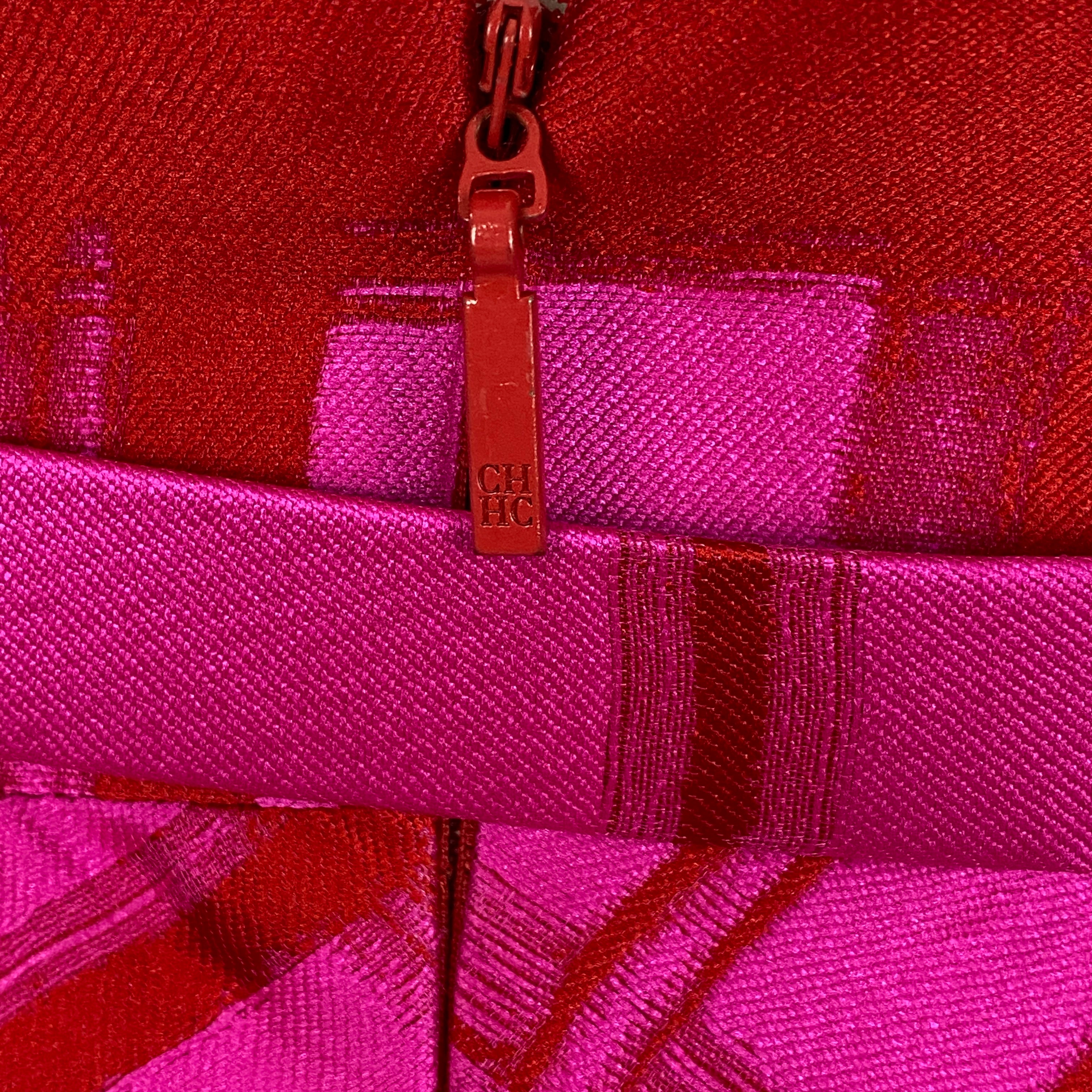Carolina Herrera Ruby & Fuchsia Silk Faille Midi Dress S/M