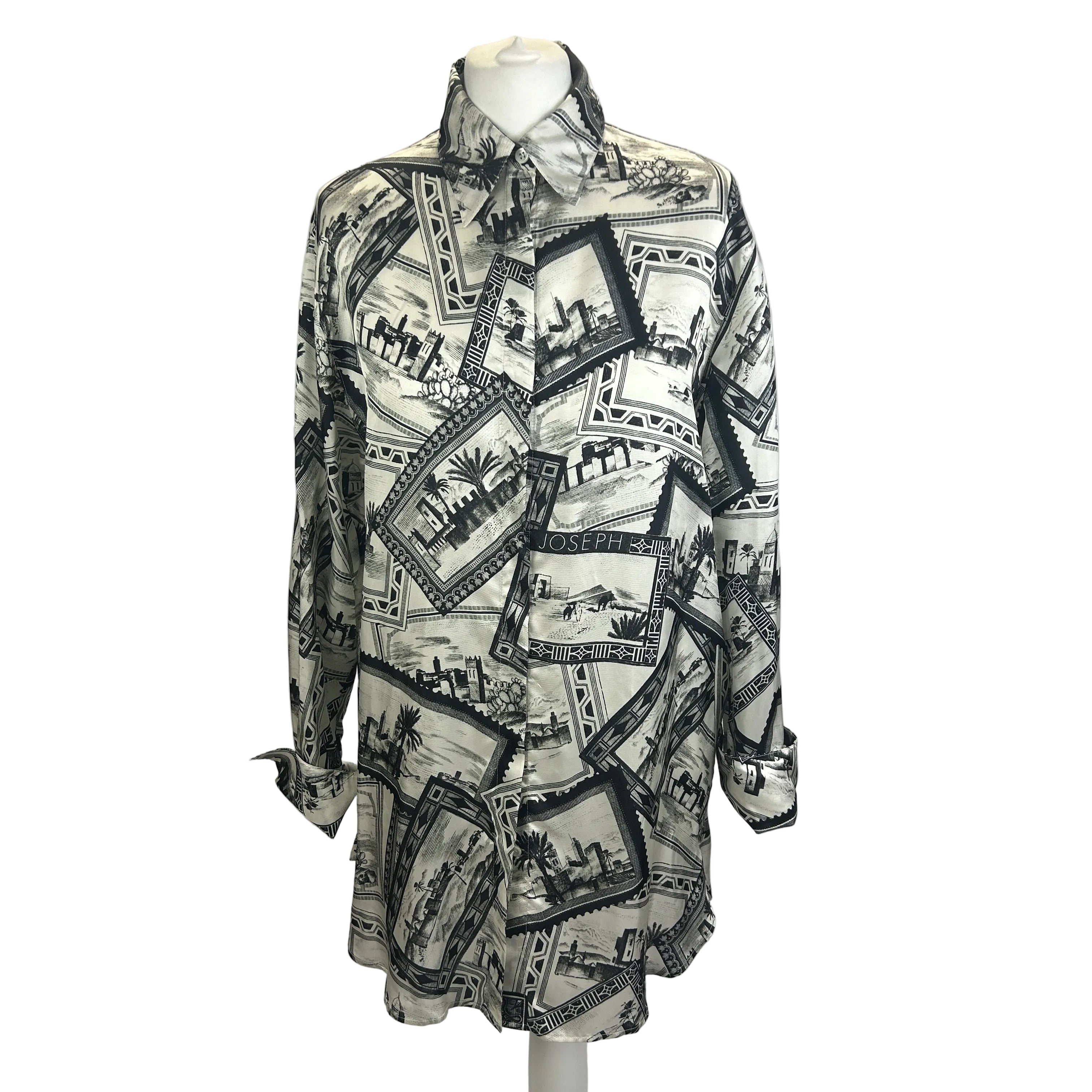 Joseph Pearl & Black Big Stamp Print Dawson Oversize Shirt XS/S/M