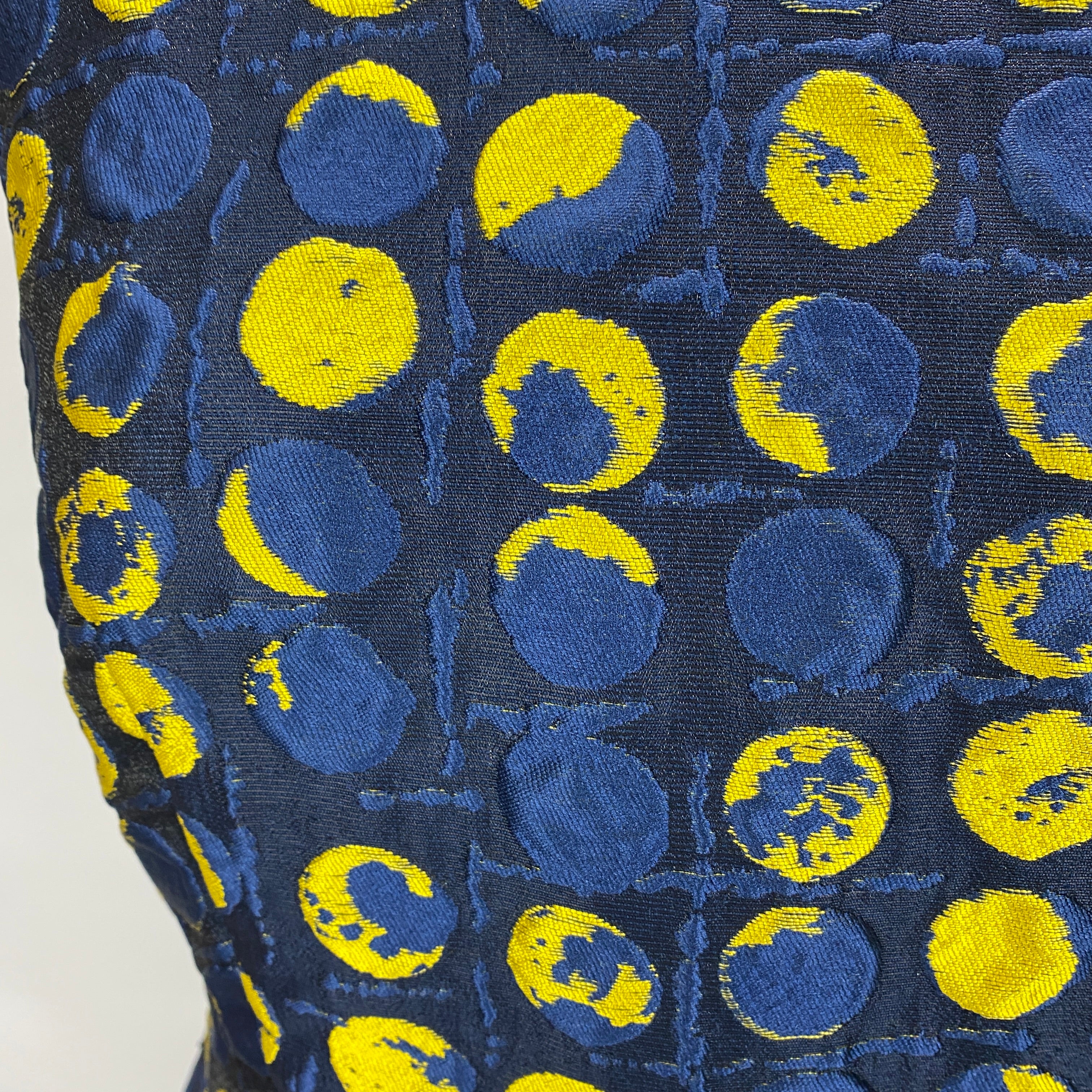 Carolina Herrera Navy & Yellow Silk Faille Midi Dress XS/S