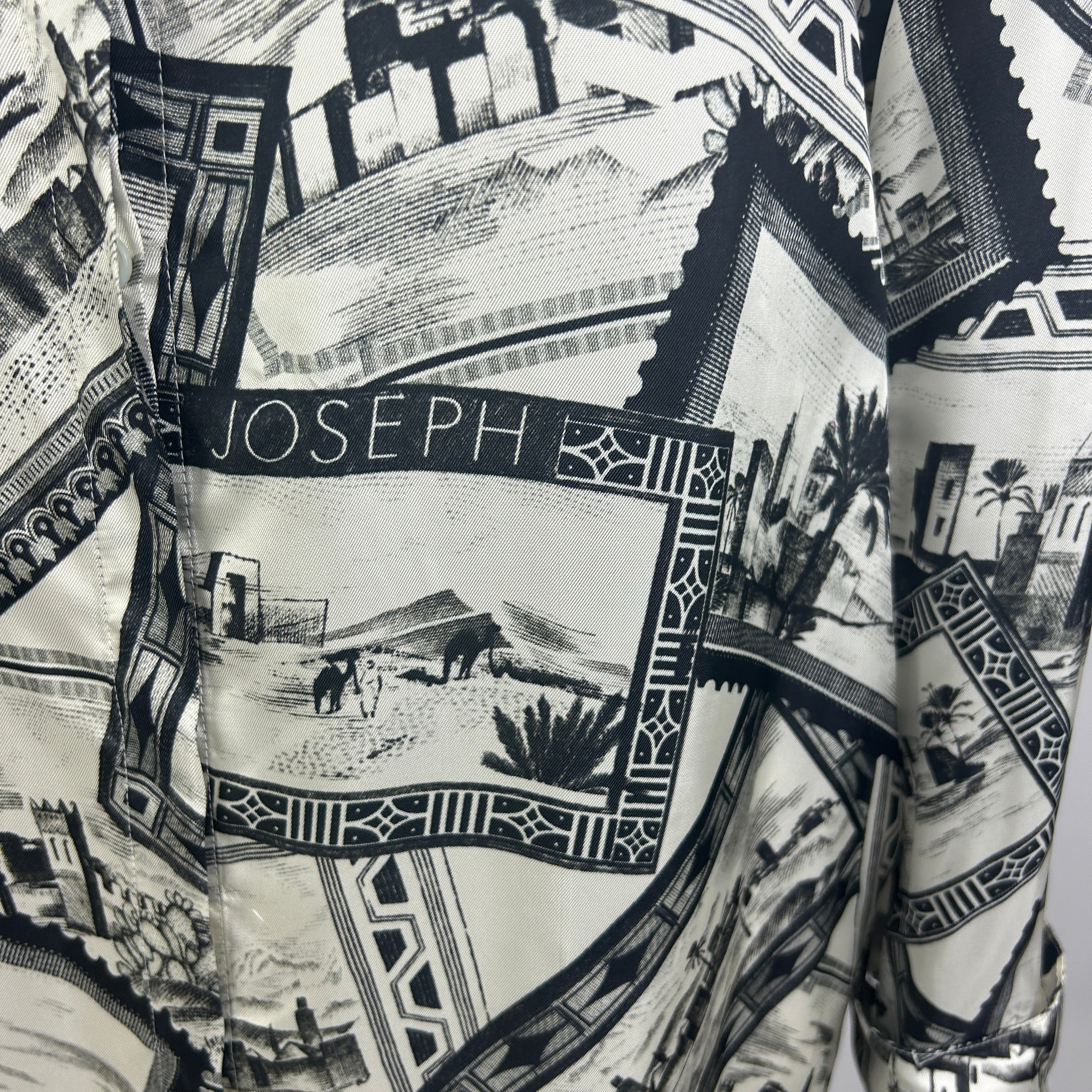 Joseph Pearl & Black Big Stamp Print Dawson Oversize Shirt XS/S/M