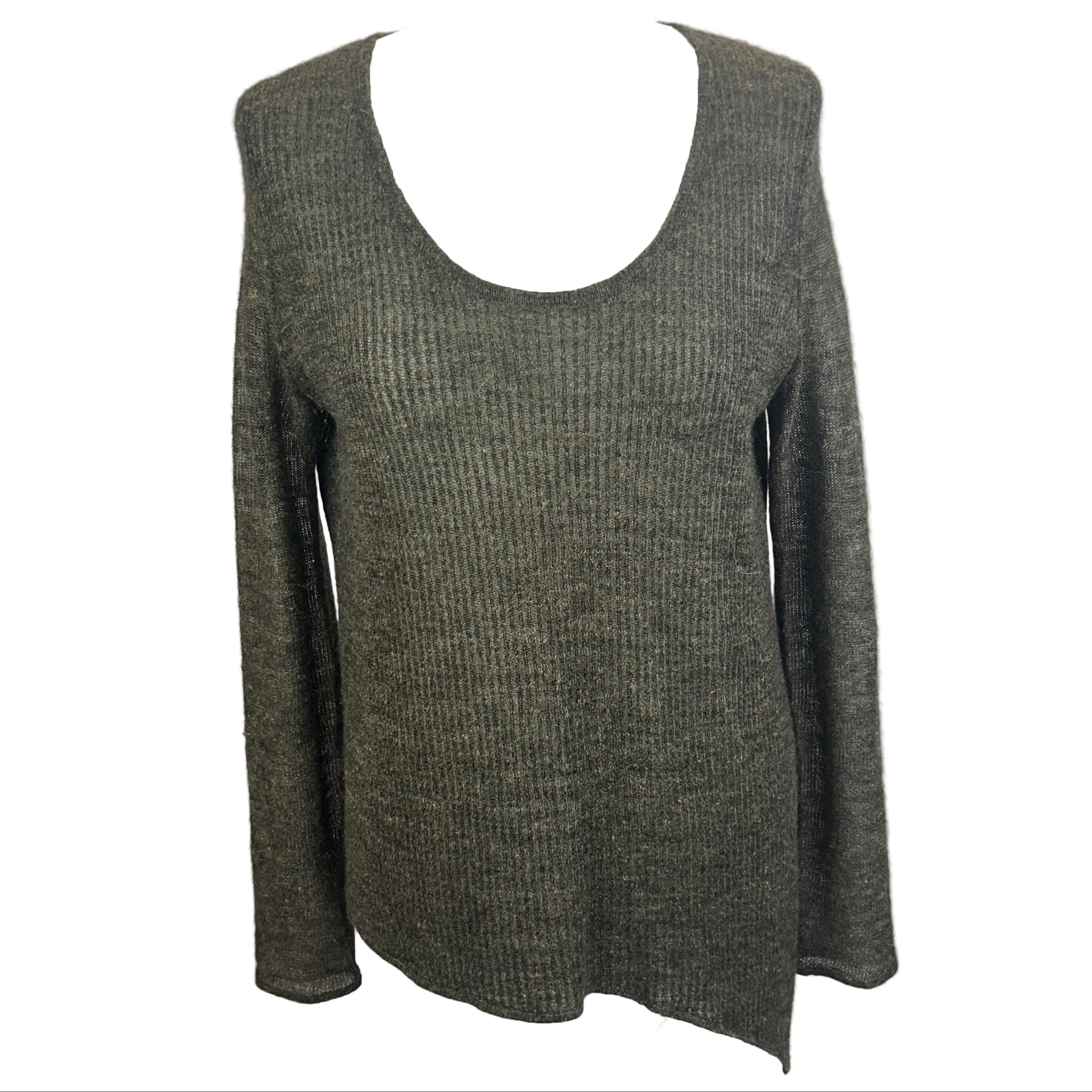 Helmut Lang Bark Alpaca & Linen Rib Asymmetric Sweater M