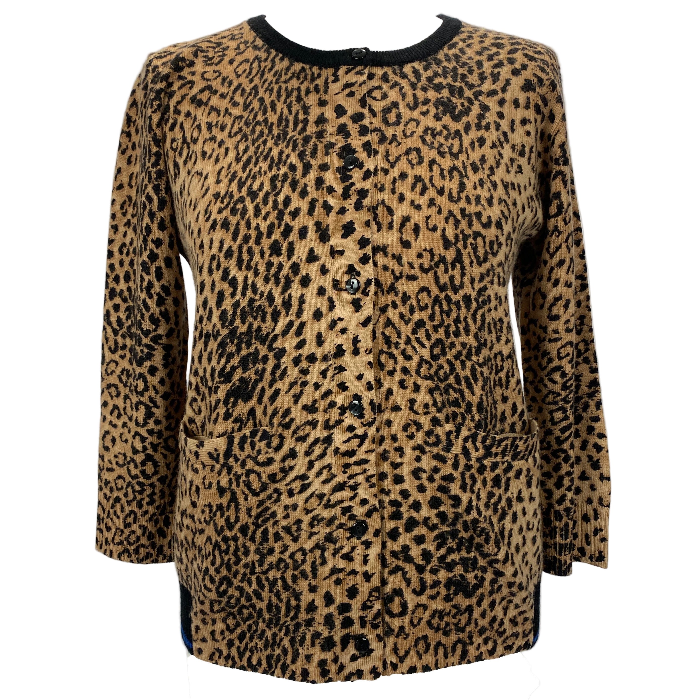 Jumper 1234 Camel Leopardprint Cashmere Mix Cardigan S