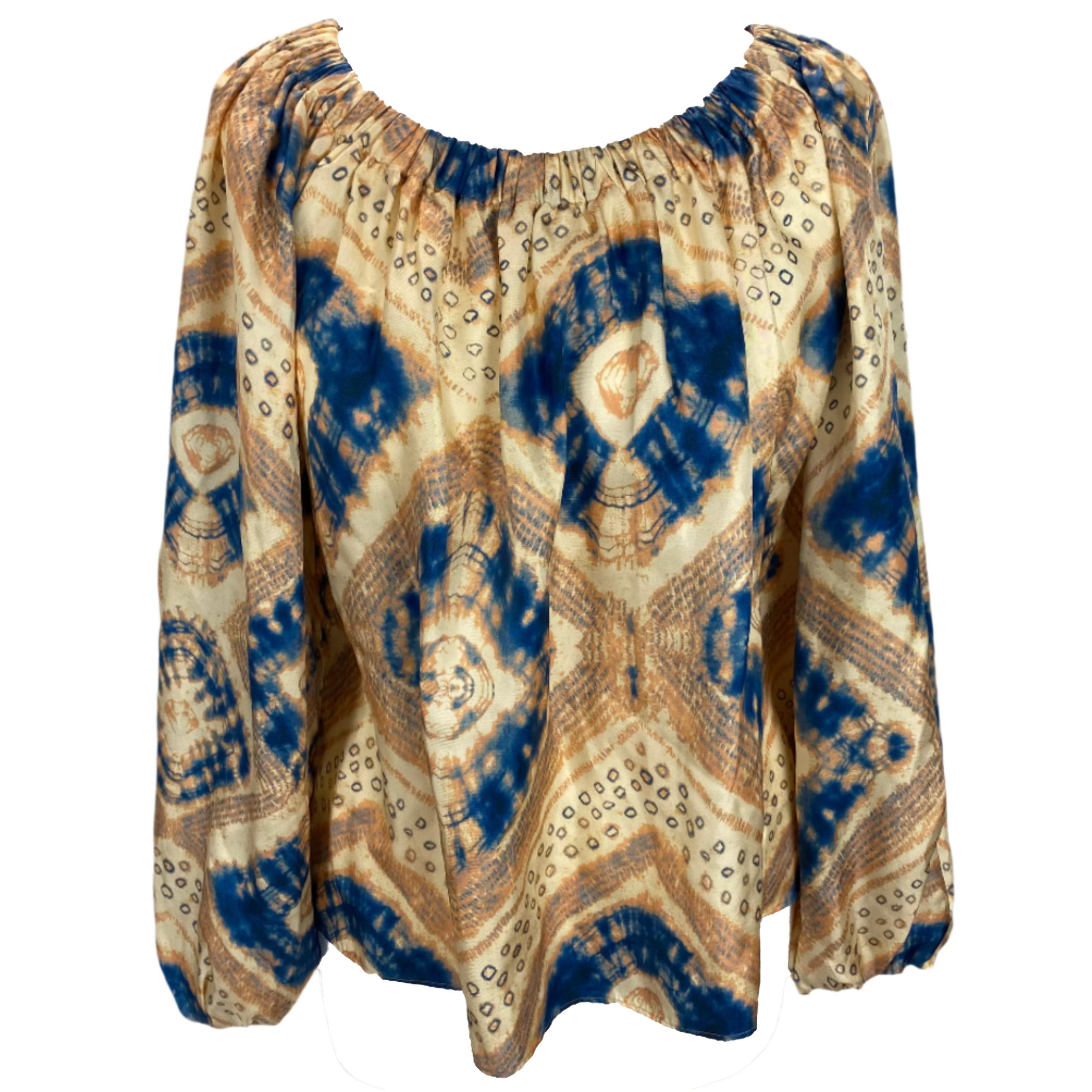Ulla Johnson New Vanilla & Blue Tie Dye Silk Top S/M/L
