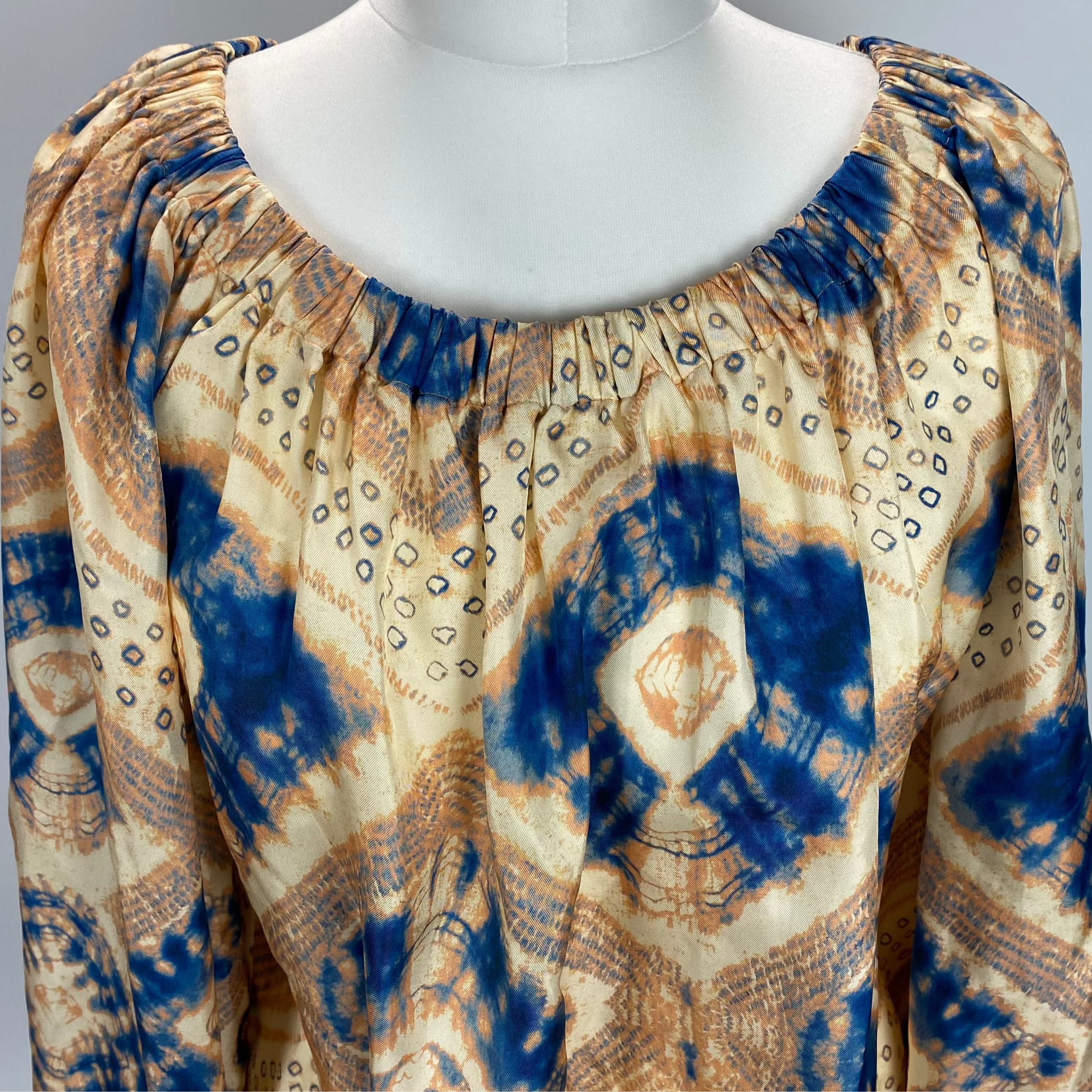 Ulla Johnson New Vanilla & Blue Tie Dye Silk Top S/M/L