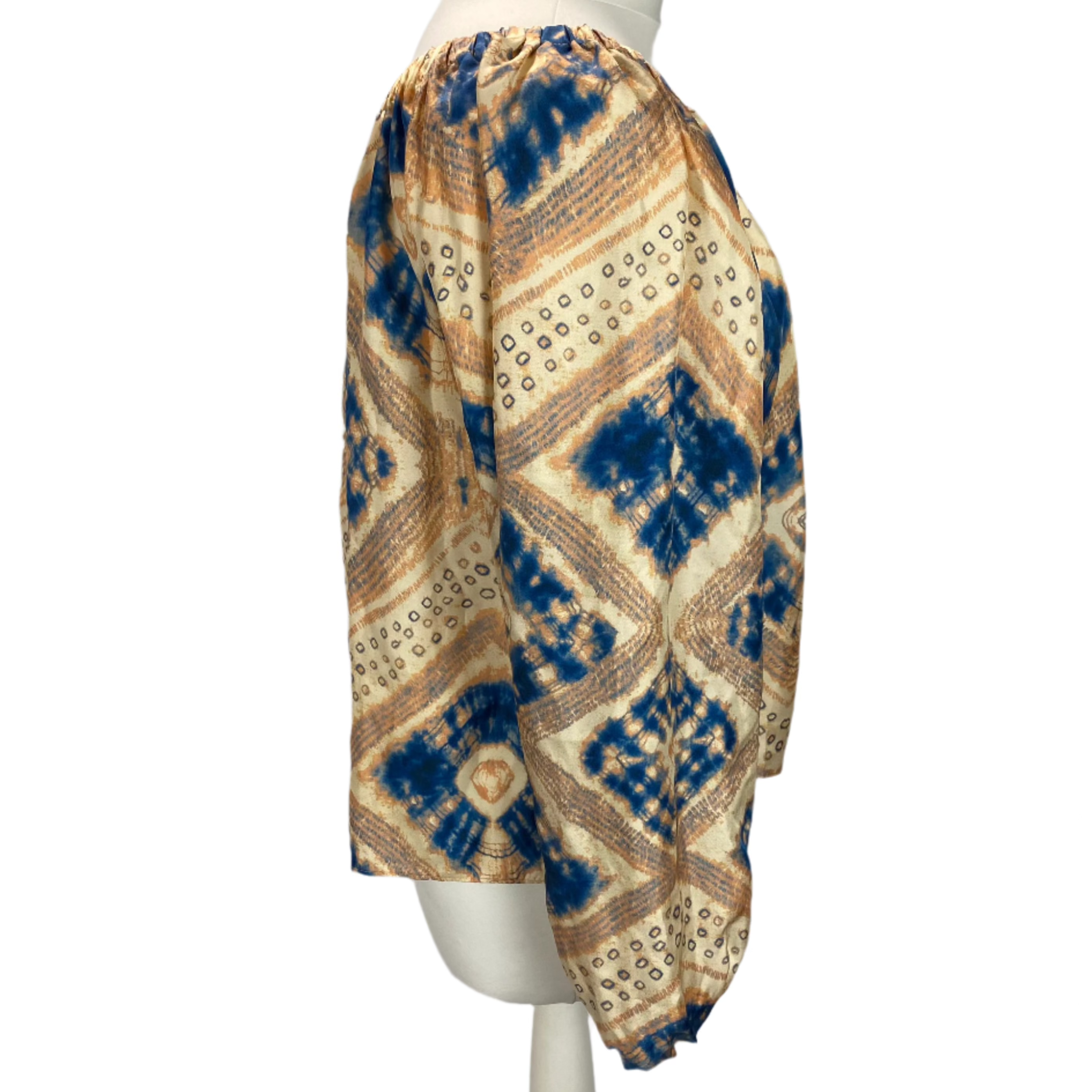 Ulla Johnson New Vanilla & Blue Tie Dye Silk Top S/M/L