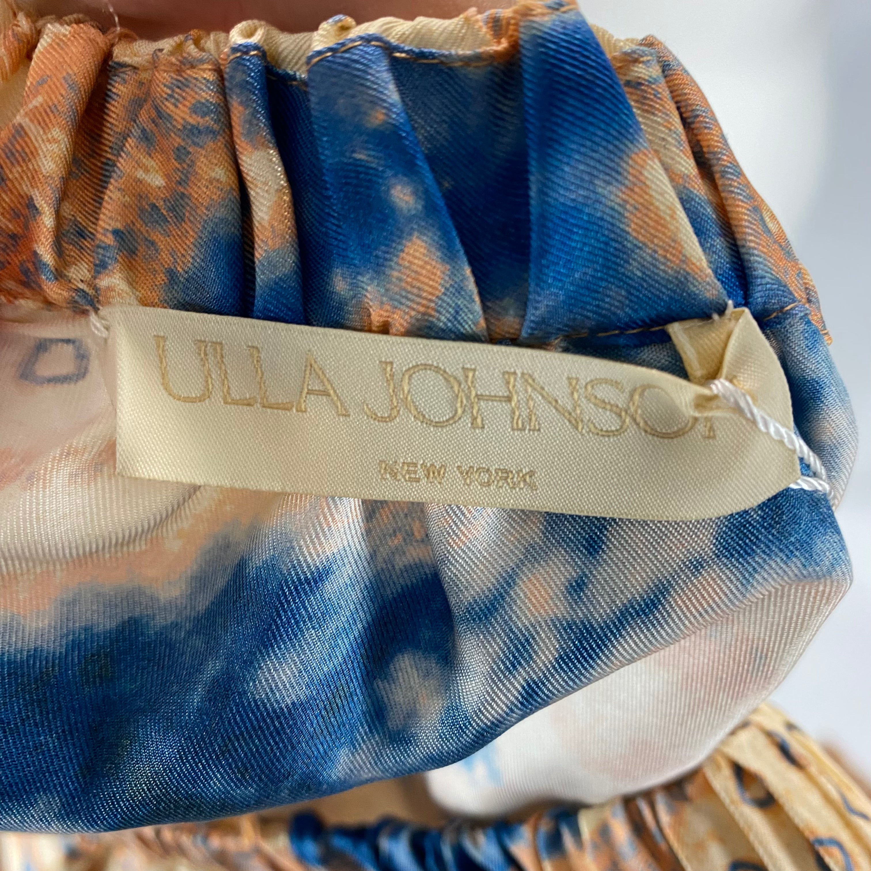 Ulla Johnson New Vanilla & Blue Tie Dye Silk Top S/M/L