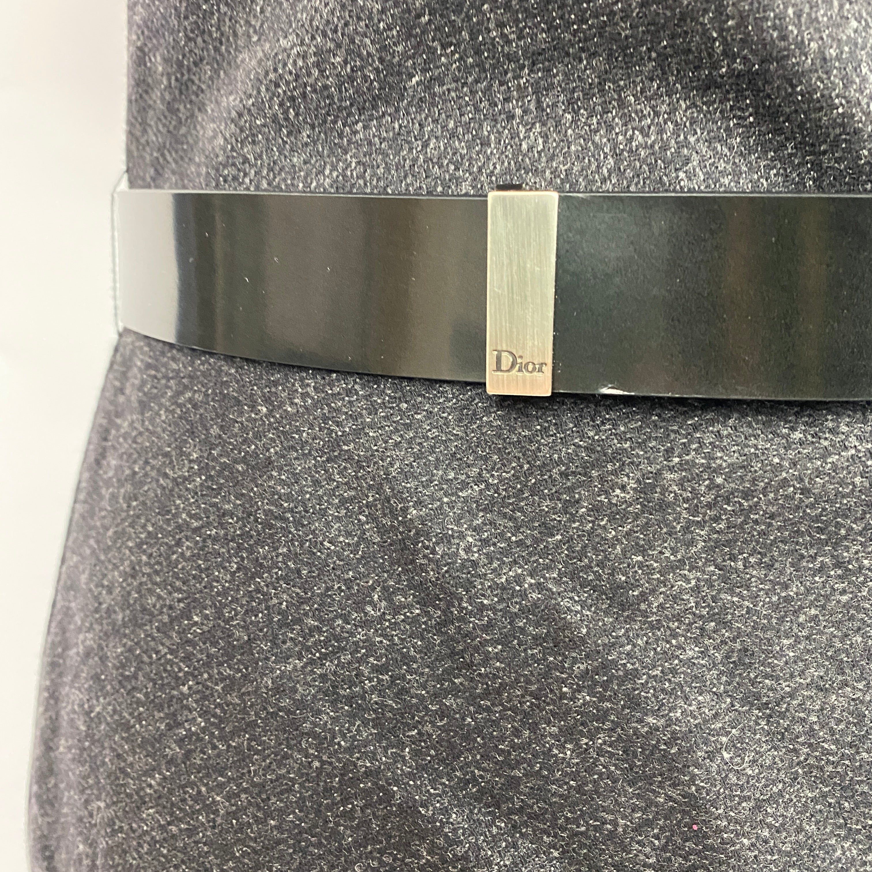 Christian Dior Charcoal Wool & Angora Cap Sleeve Shift Dress L