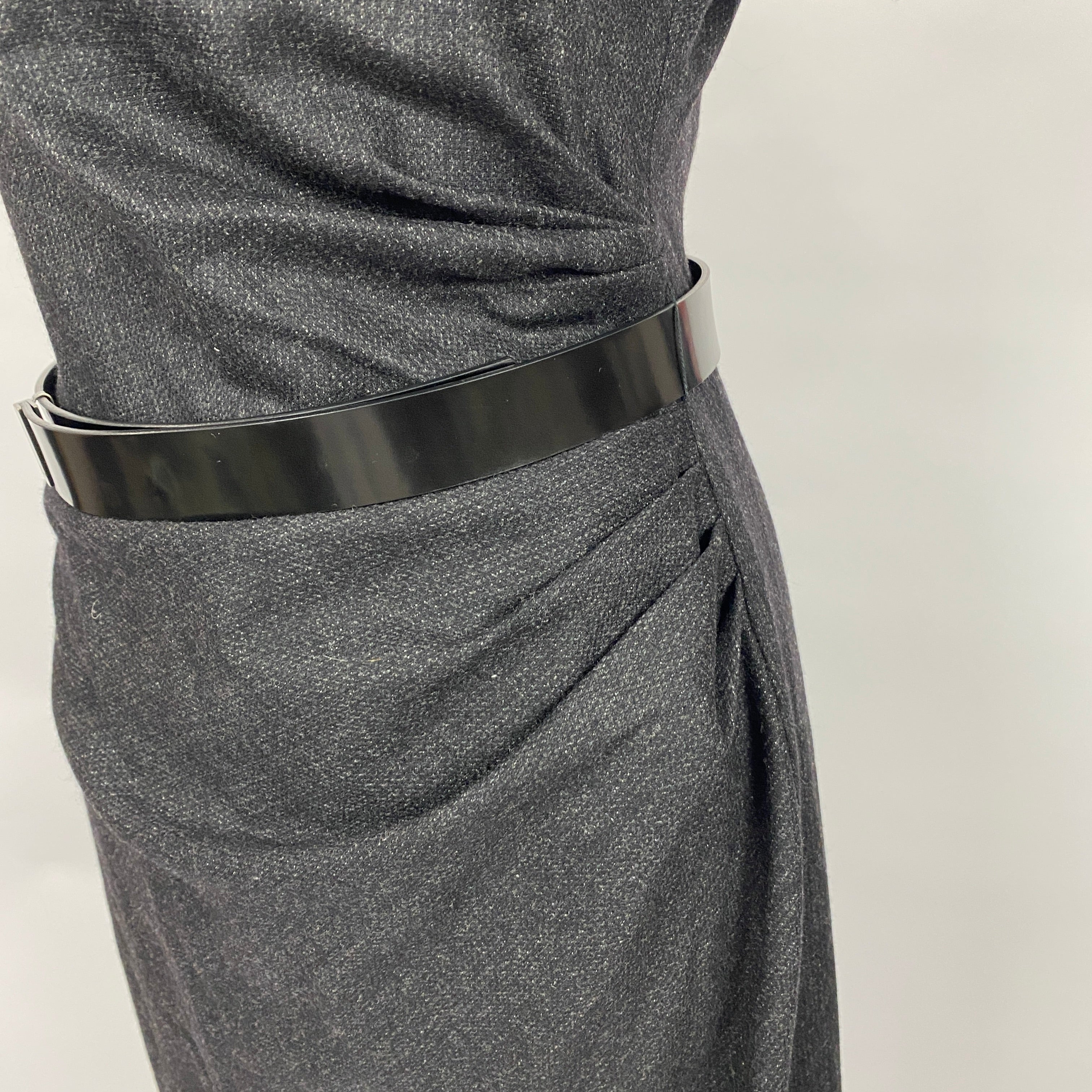 Christian Dior Charcoal Wool & Angora Cap Sleeve Shift Dress L