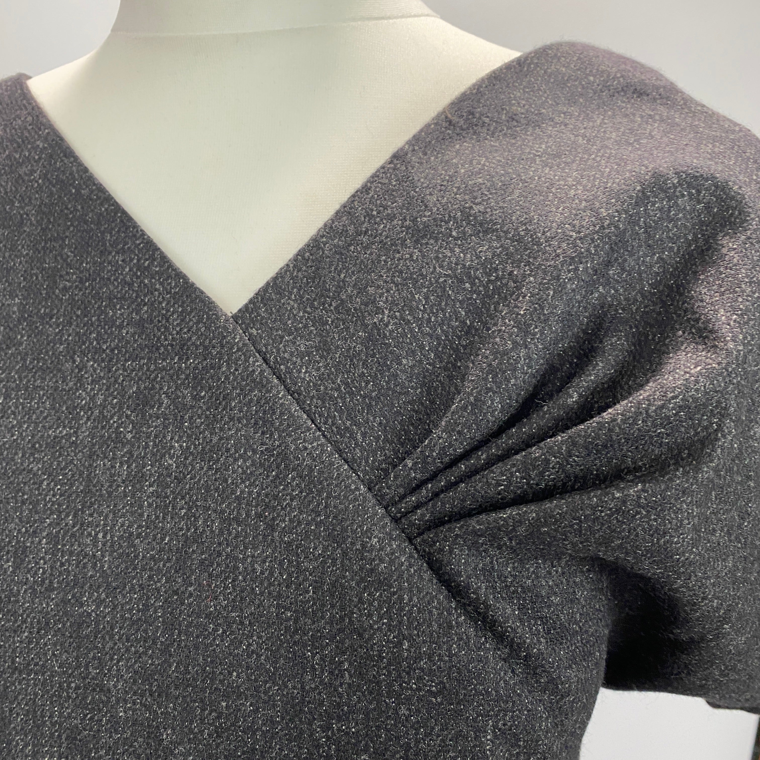 Christian Dior Charcoal Wool & Angora Cap Sleeve Shift Dress L