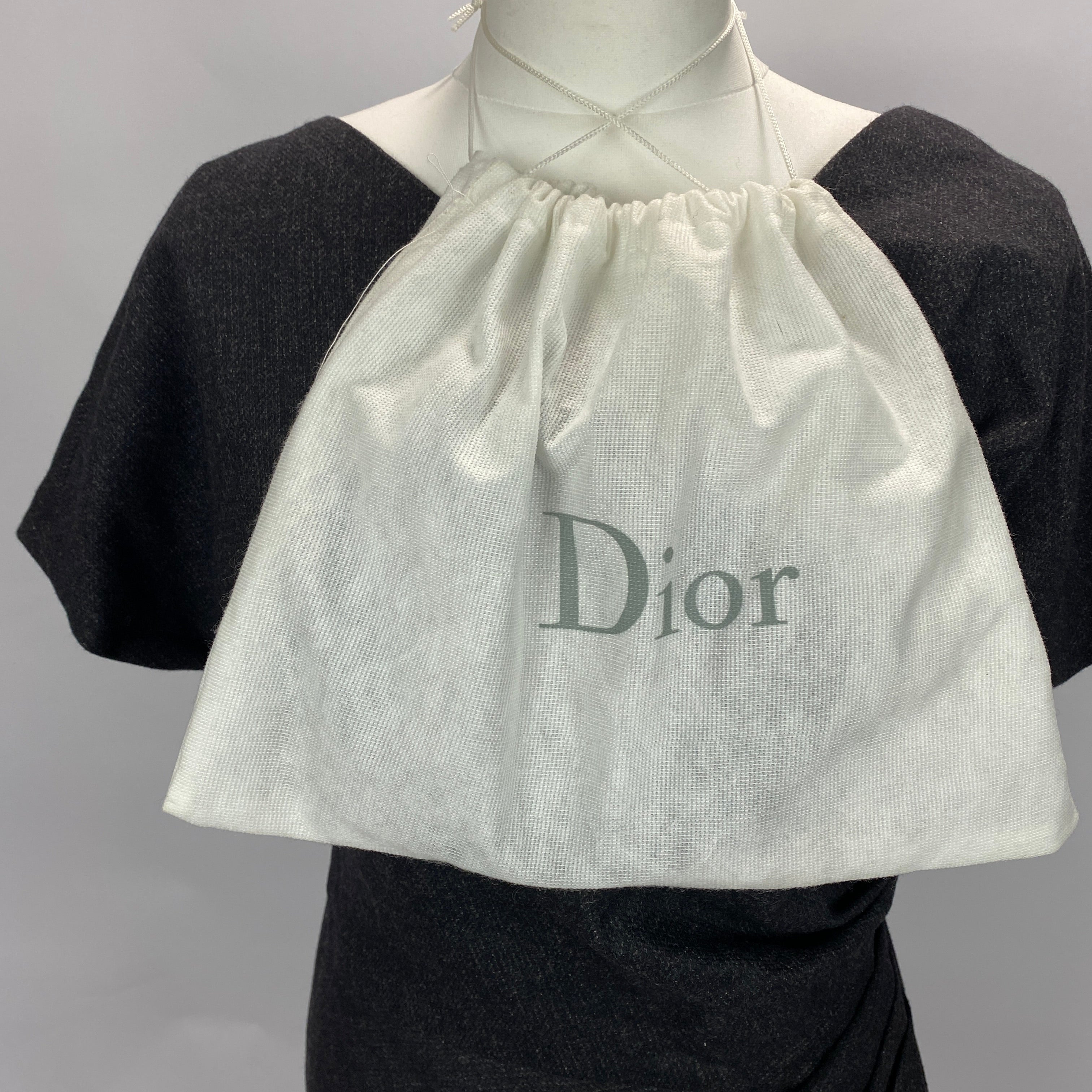 Christian Dior Charcoal Wool & Angora Cap Sleeve Shift Dress L