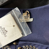 Hermes Navy Embellished Silk Chiffon Tunic Top M
