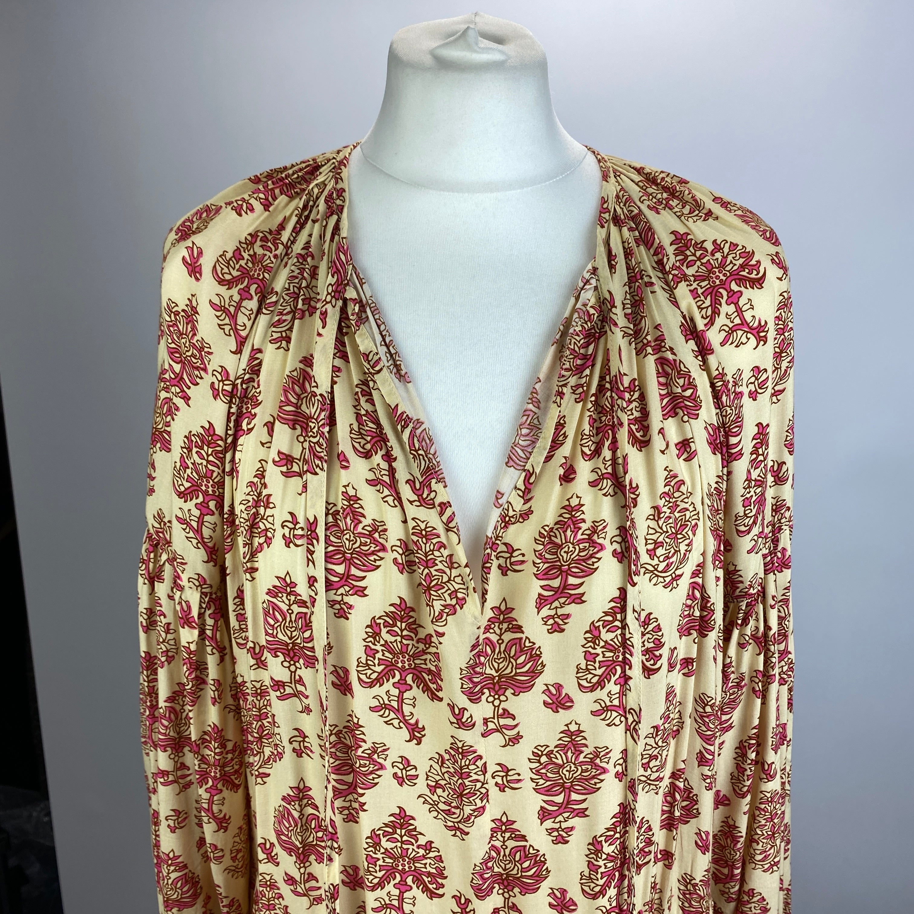 Natalie Martin New Buttermilk & Pink Floral Maxi Dress S