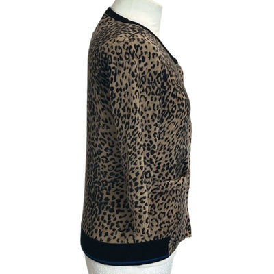 Jumper 1234 Camel Leopardprint Cashmere Mix Cardigan XS