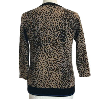 Jumper 1234 Camel Leopardprint Cashmere Mix Cardigan XS