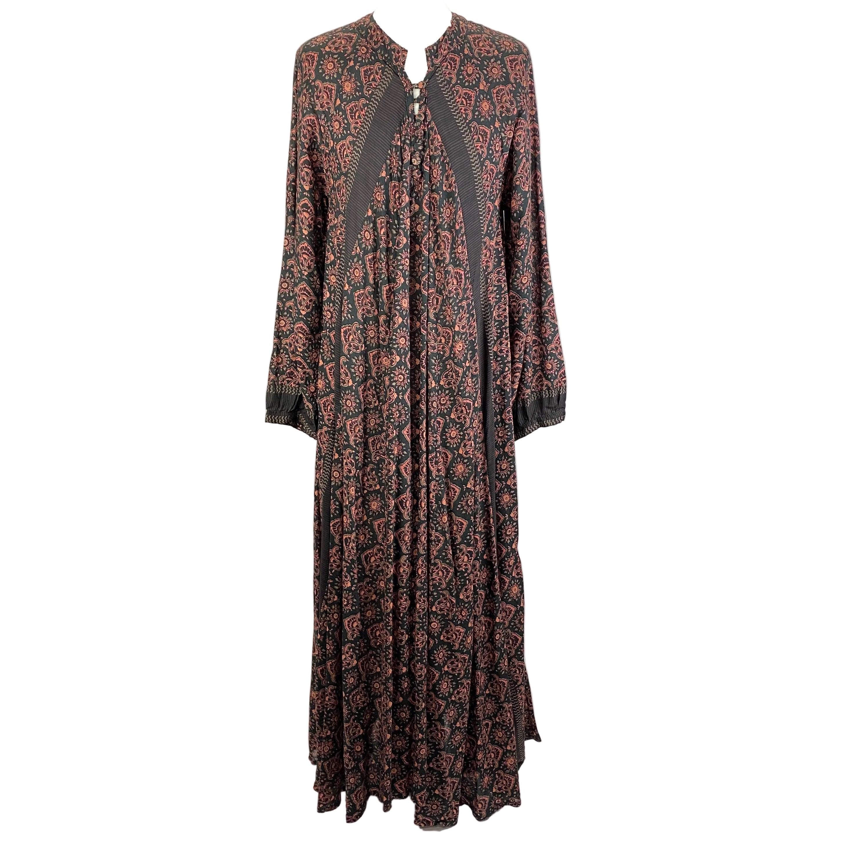 Natalie Martin New £245 Black & Rose Floral Maxi Dress S