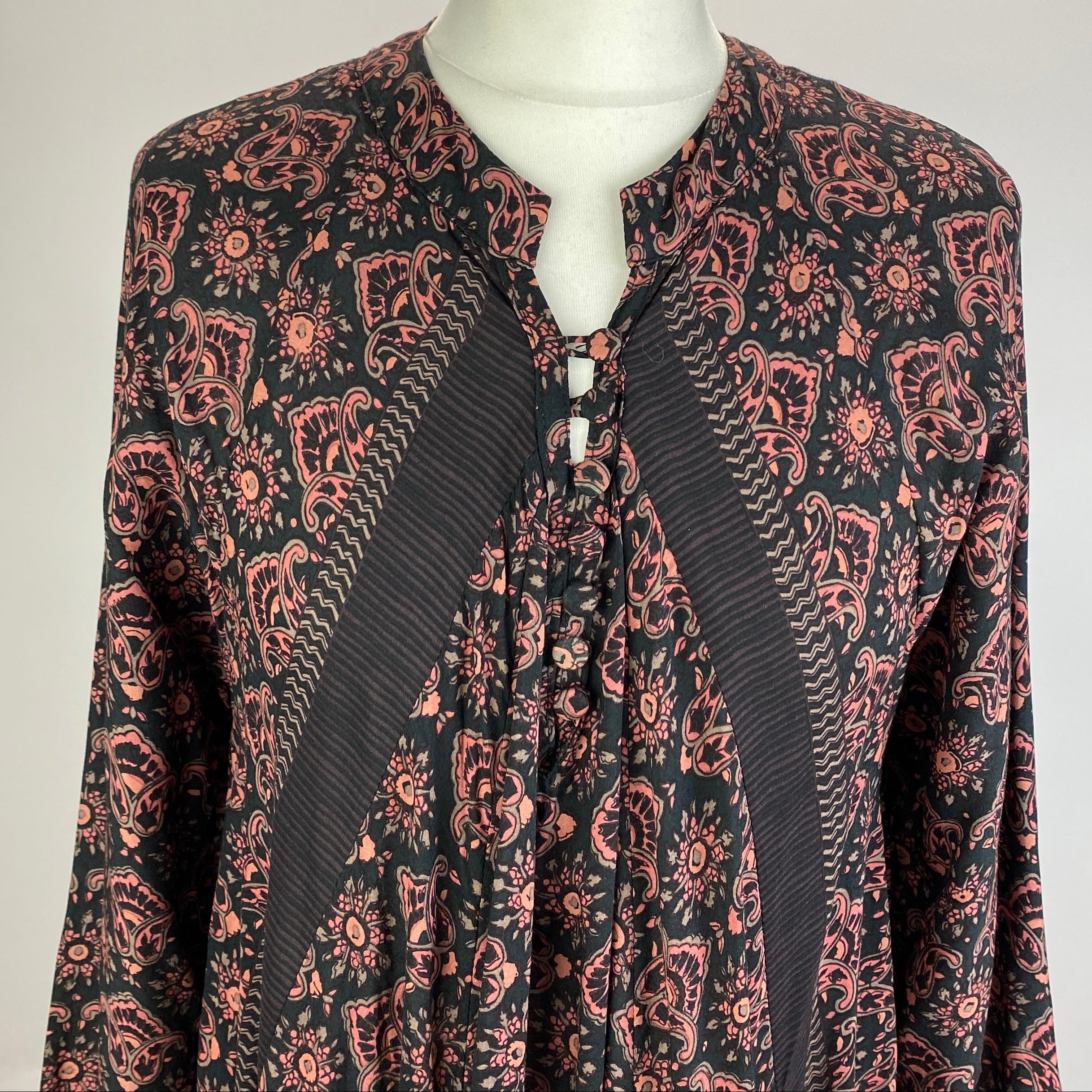 Natalie Martin New £245 Black & Rose Floral Maxi Dress S
