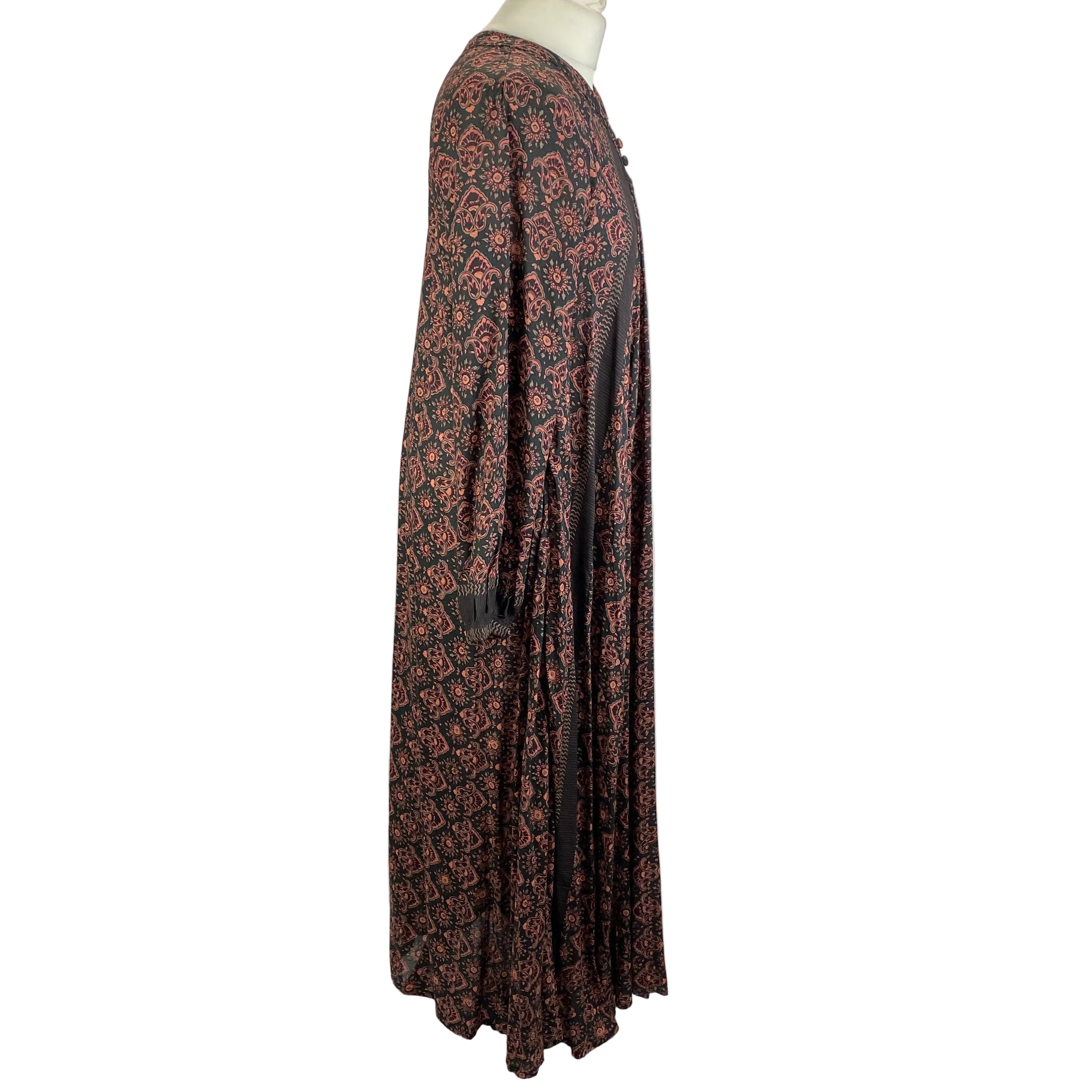 Natalie Martin New £245 Black & Rose Floral Maxi Dress S