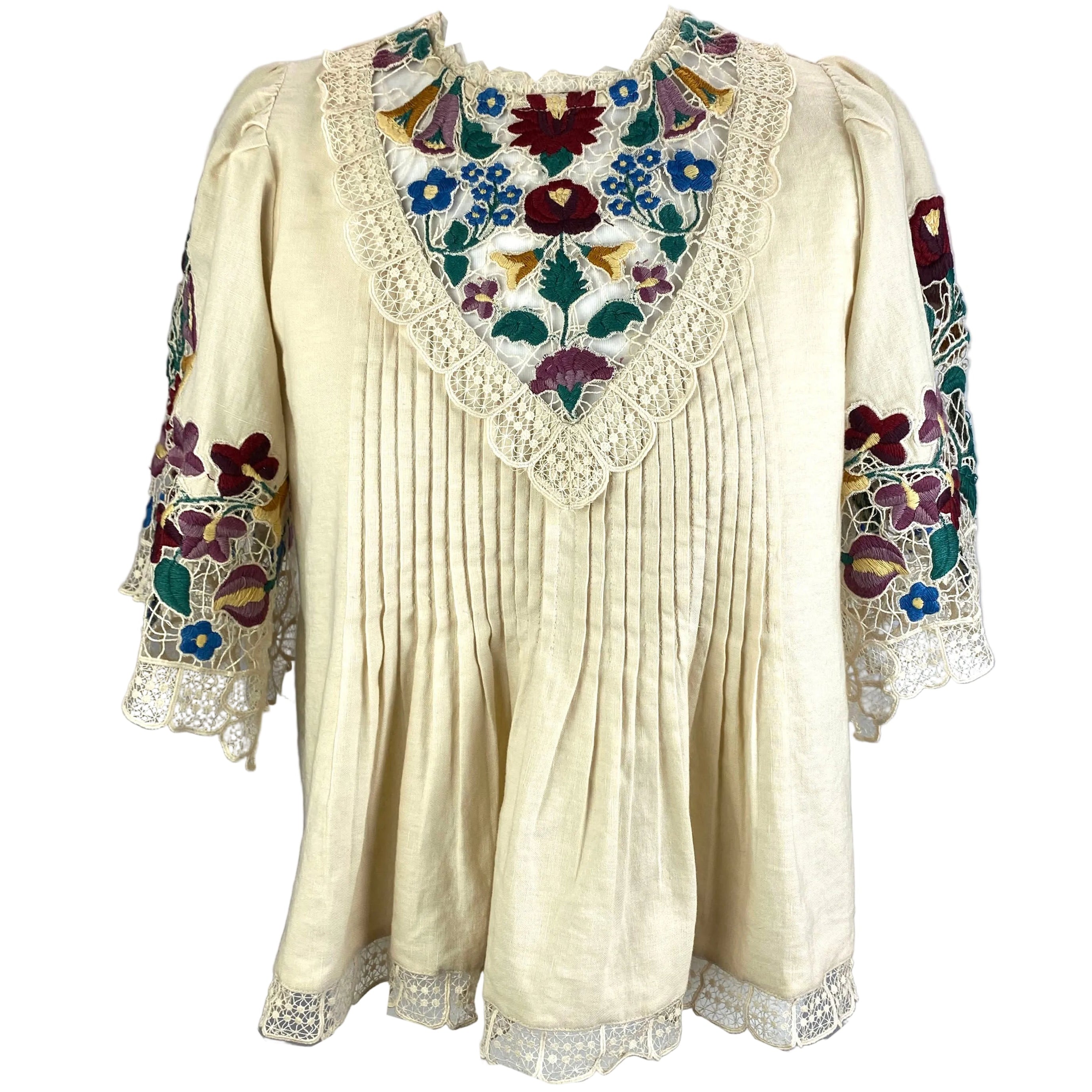 Sea New York New Ecru Embroidered Linen & Cotton Top M