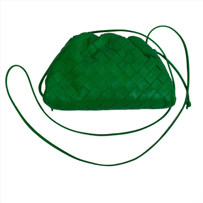 Bottega Veneta £1970 Green Intrecciato Leather Small Pouch Bag