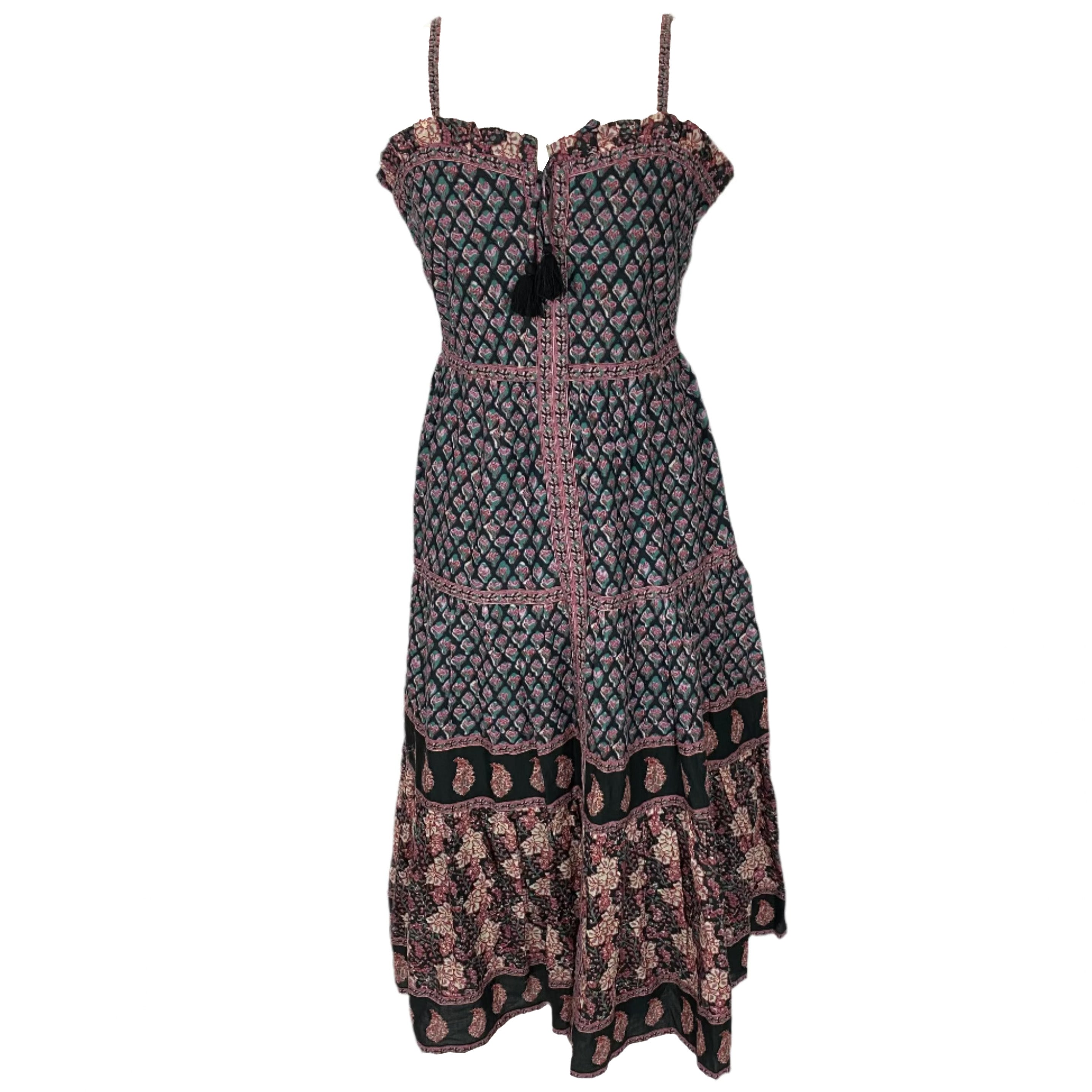 Sea New York Black Print Strappy Maxi Dress L