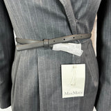 Max Mara Brand New Grey Pinstripe Suiting Wrap Dress XXS