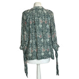 Natalie Martin Green & Cream Floral Print Silk Blouse XS/S/M/L/XL