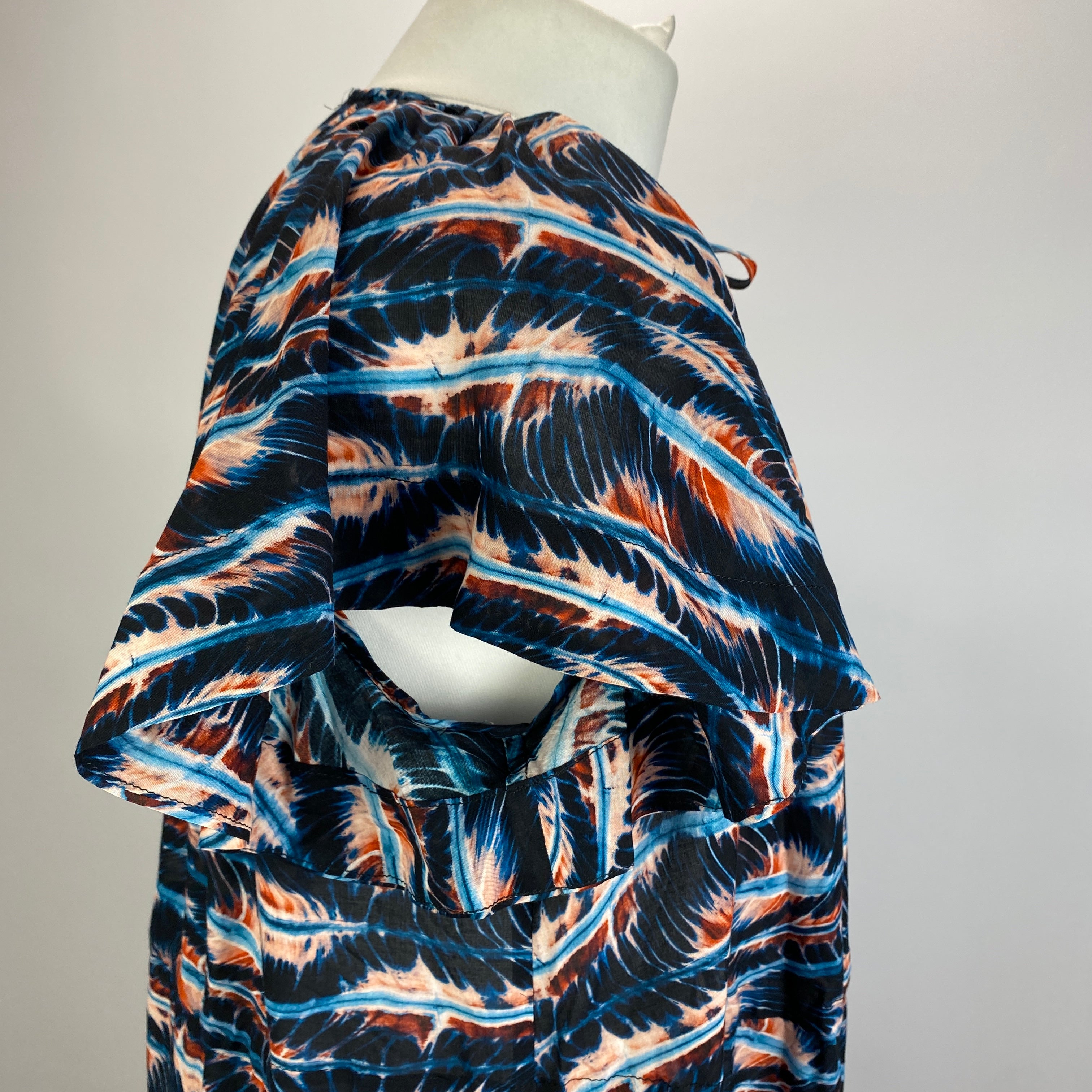 Ulla Johnson Navy & Peach Print Cotton Mix Beach CoverUp M