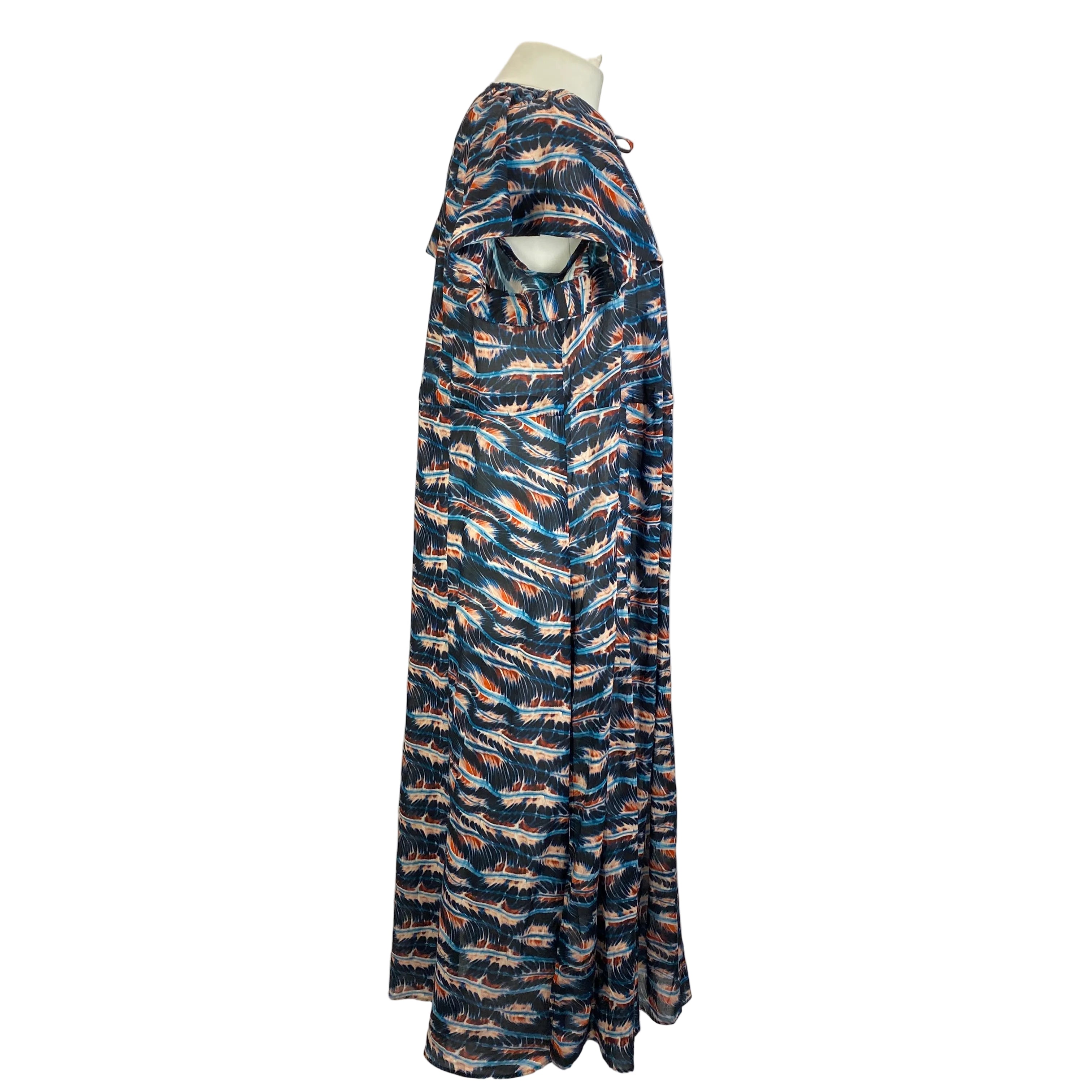 Ulla Johnson Navy & Peach Print Cotton Mix Beach CoverUp M