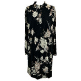 Etro £1367 Black Floral Jersey Midi Shirt Dress M