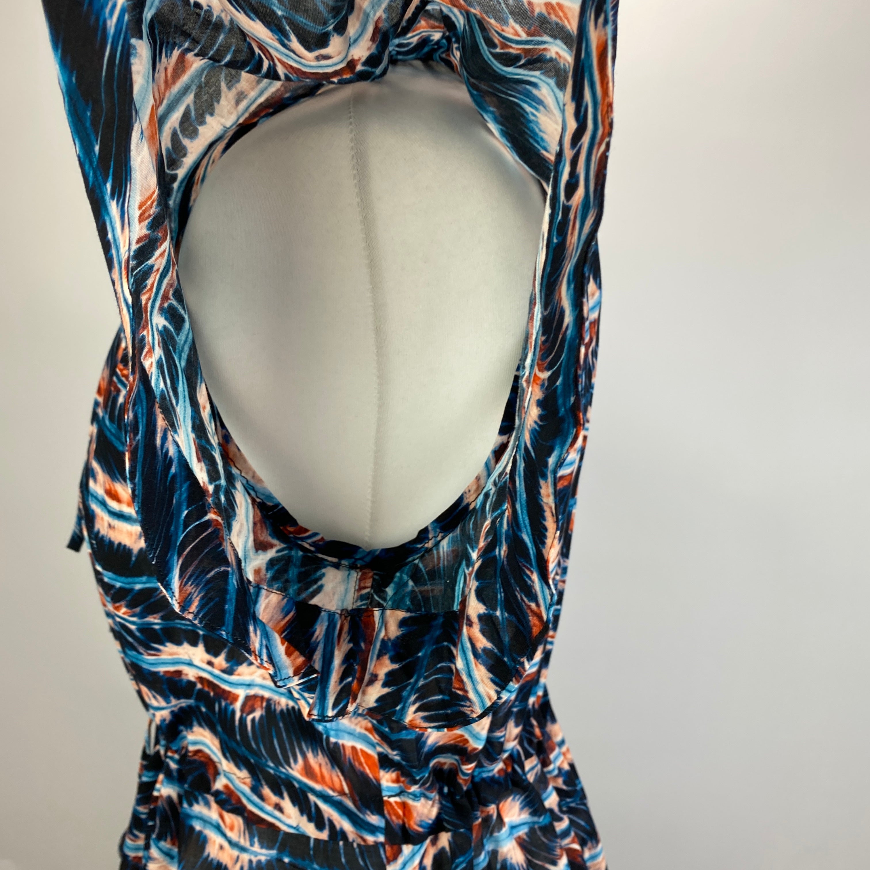 Ulla Johnson Navy & Peach Print Cotton Mix Beach CoverUp M