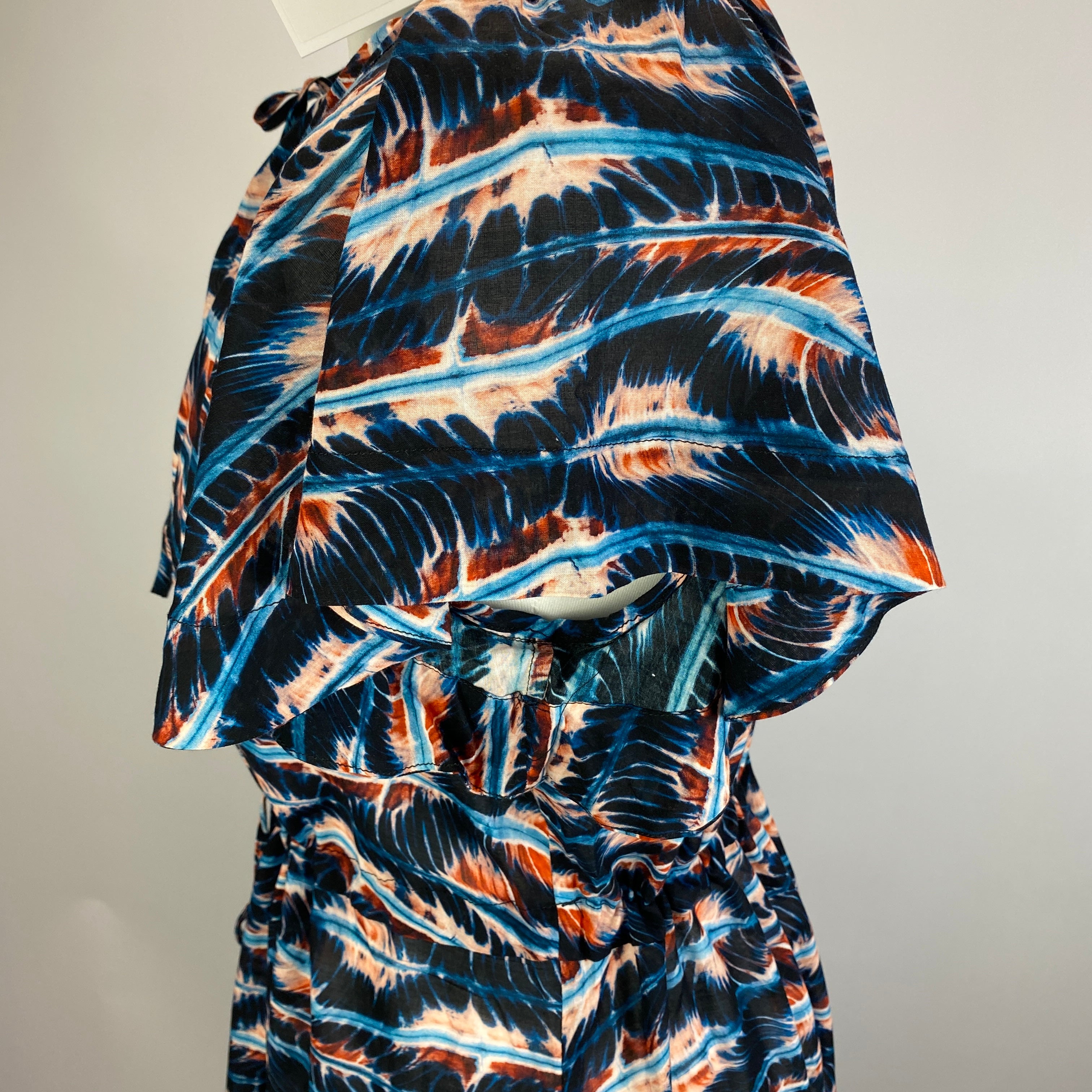 Ulla Johnson Navy & Peach Print Cotton Mix Beach CoverUp M
