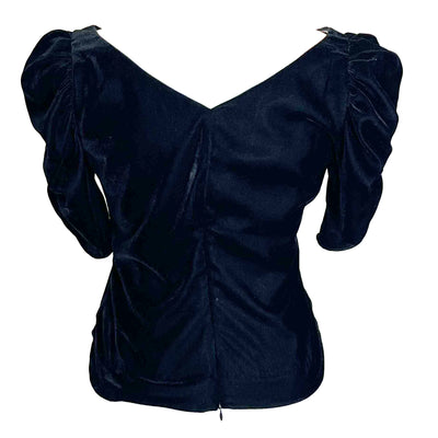 Frame Black Velvet Puff Sleeve Top S