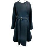 Chloe Navy Belted Wool Coat XS