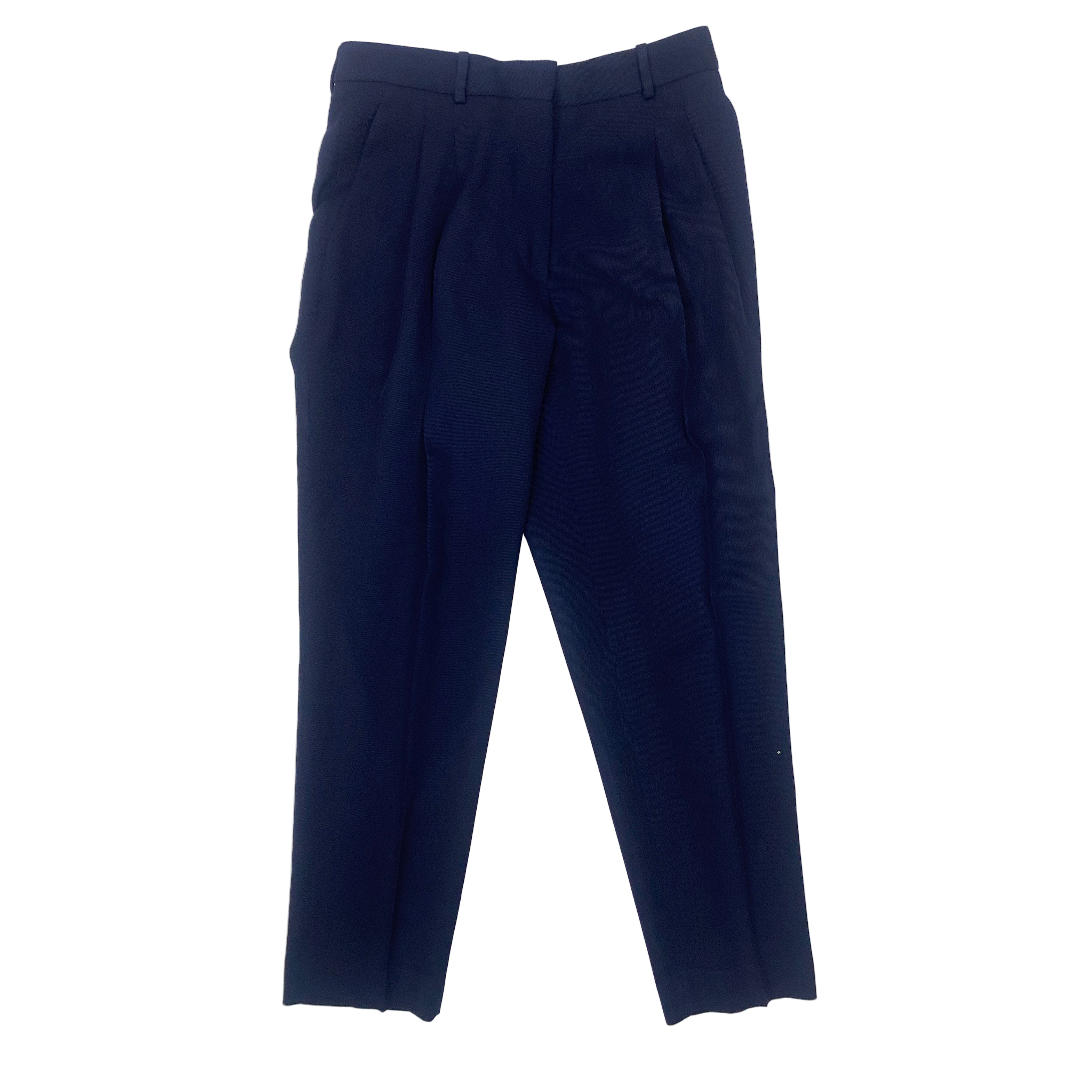 Victoria Beckham Navy Wool Twill Tapered Trousers S