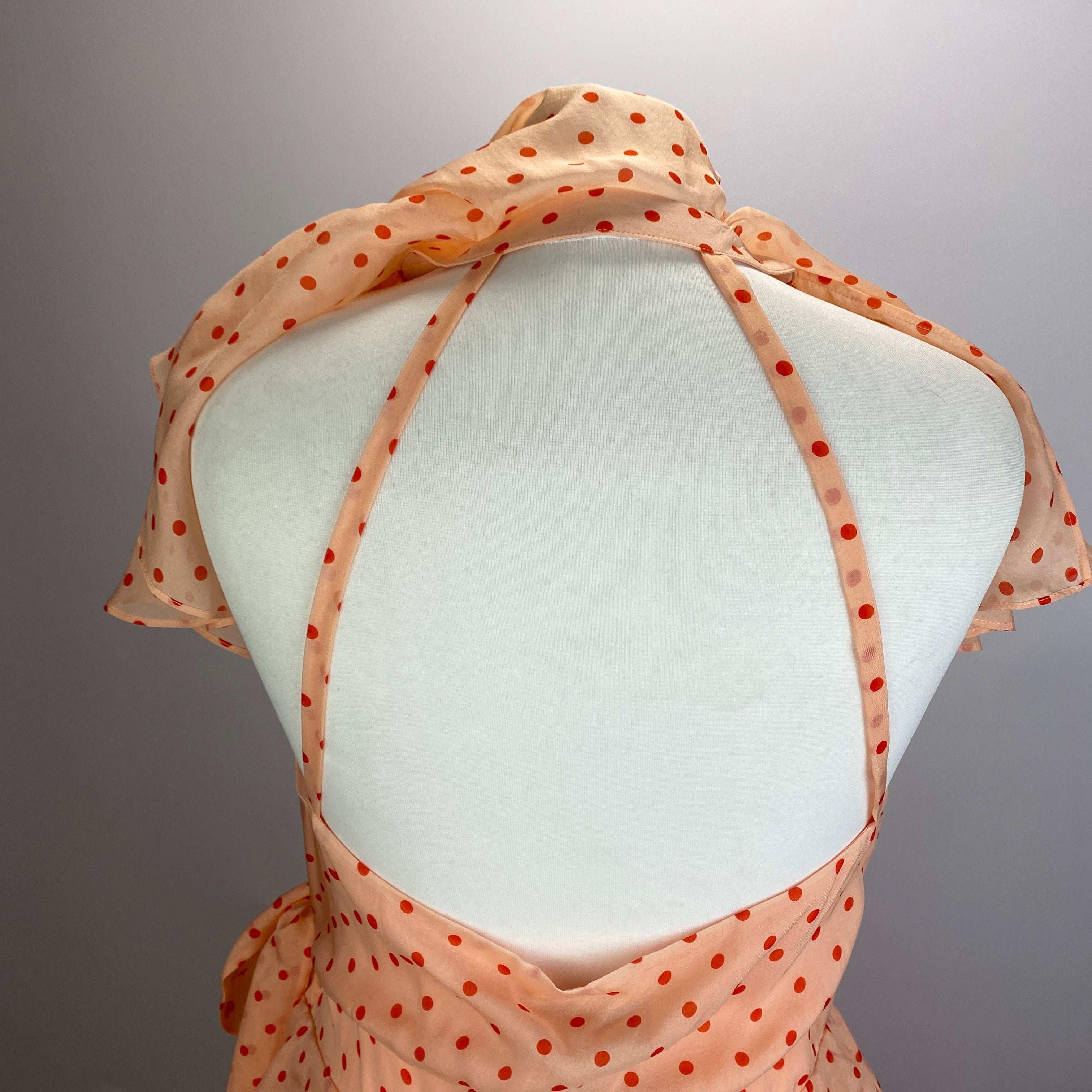 Temperley London New £795 Peach Polka Dot Silk Chiffon Dress M