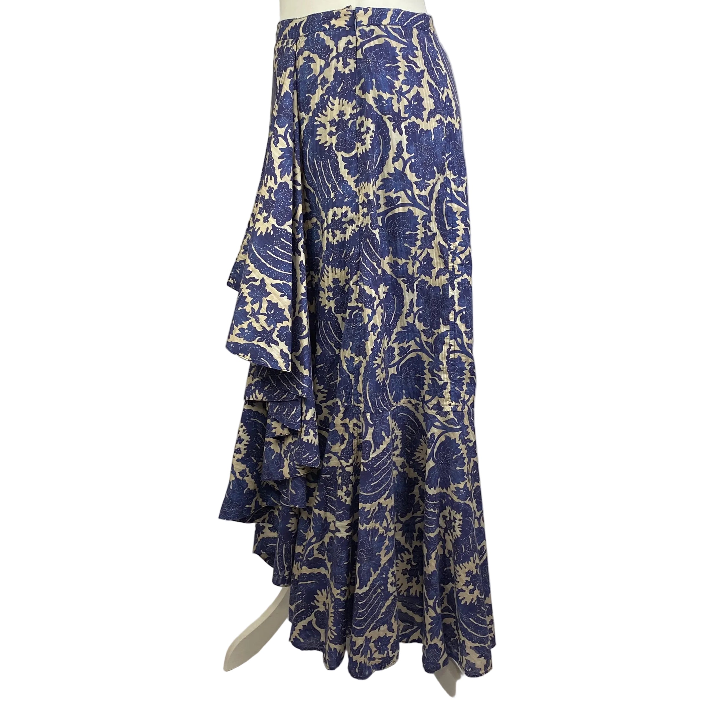 Ulla Johnson New Blue & White Print Cotton Mix Skirt M